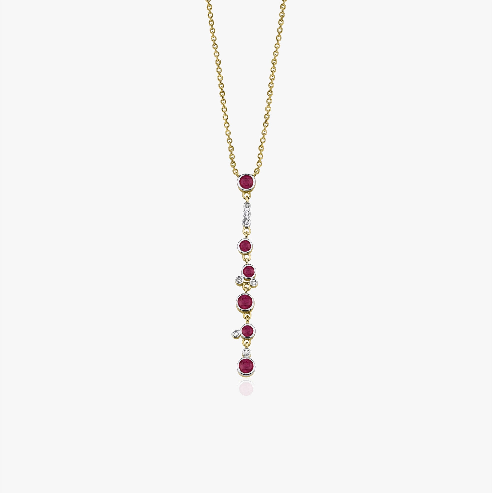 Ruby Waterfall Lariat Necklace in 14K Gold