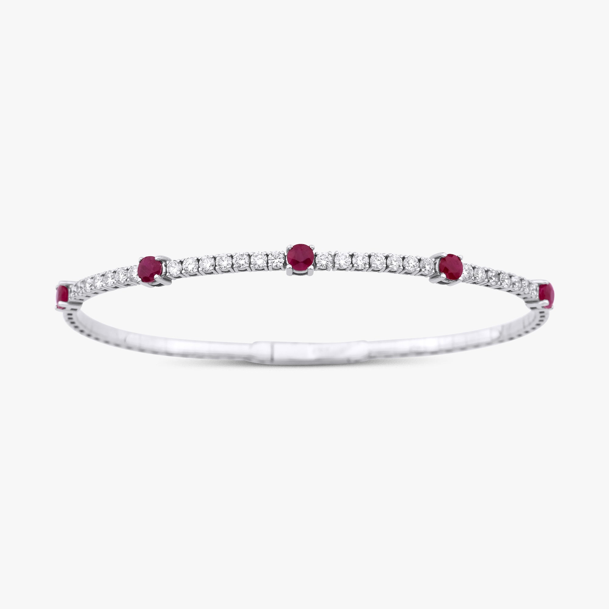 Ruby And Diamond Bangle in 14K Gold