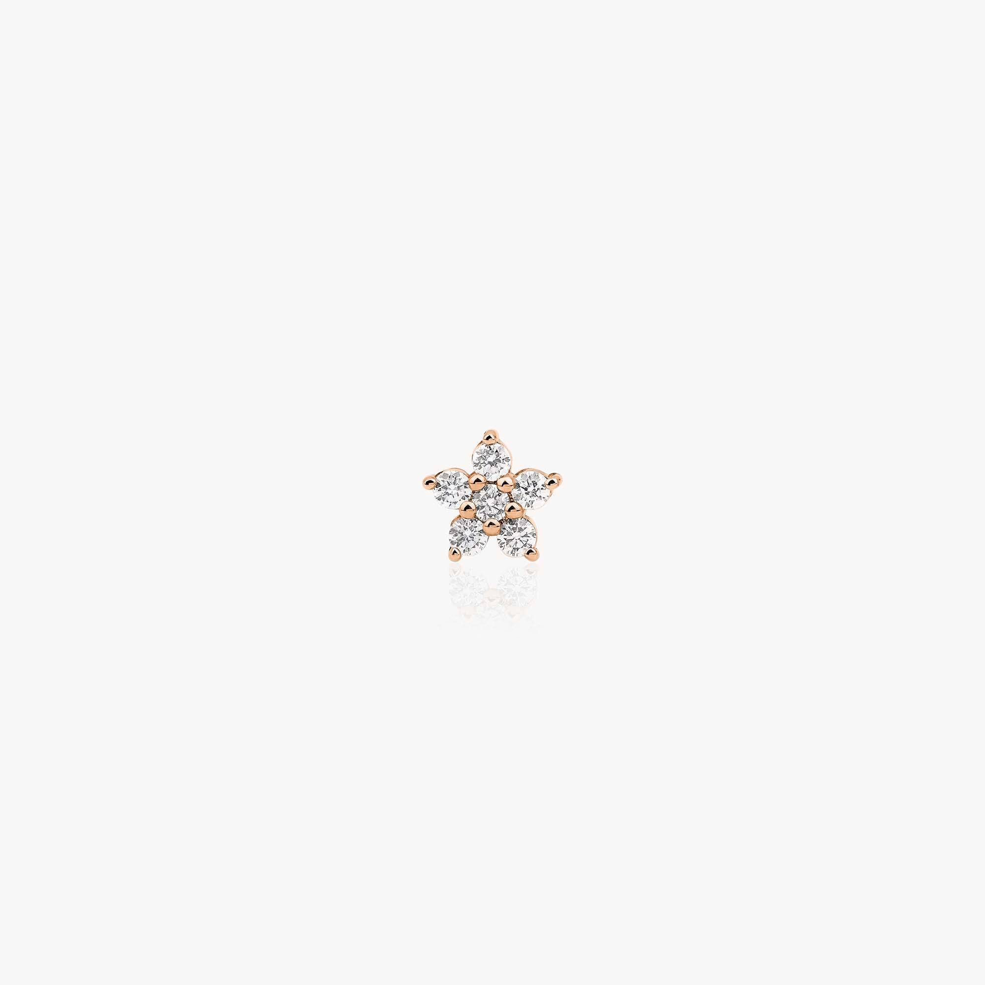 Single Diamond Flower Stud in 14K Gold