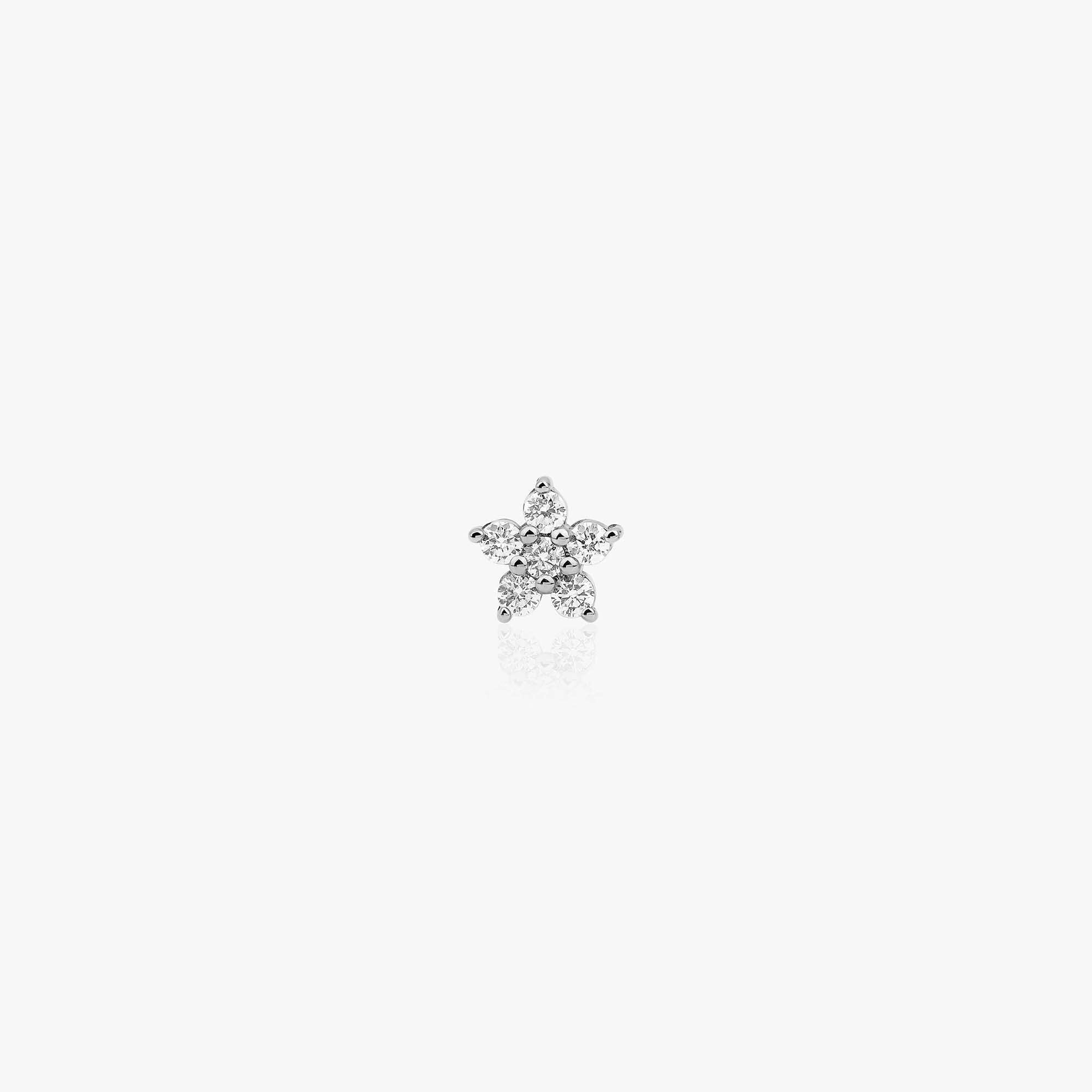 Single Diamond Flower Stud in 14K Gold