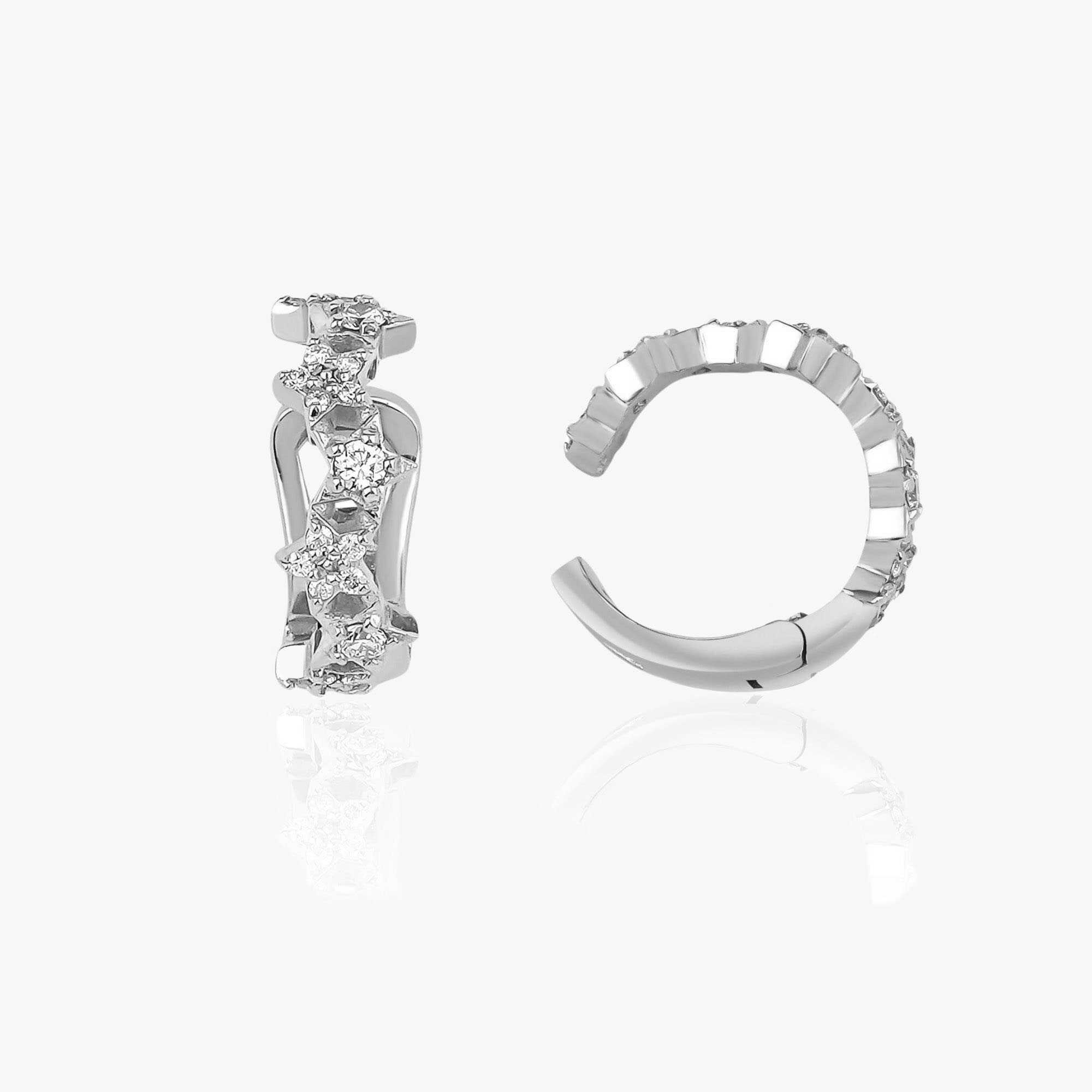 Diamond Star Ear Cuff Earrings Available in 14K and 18K Gold