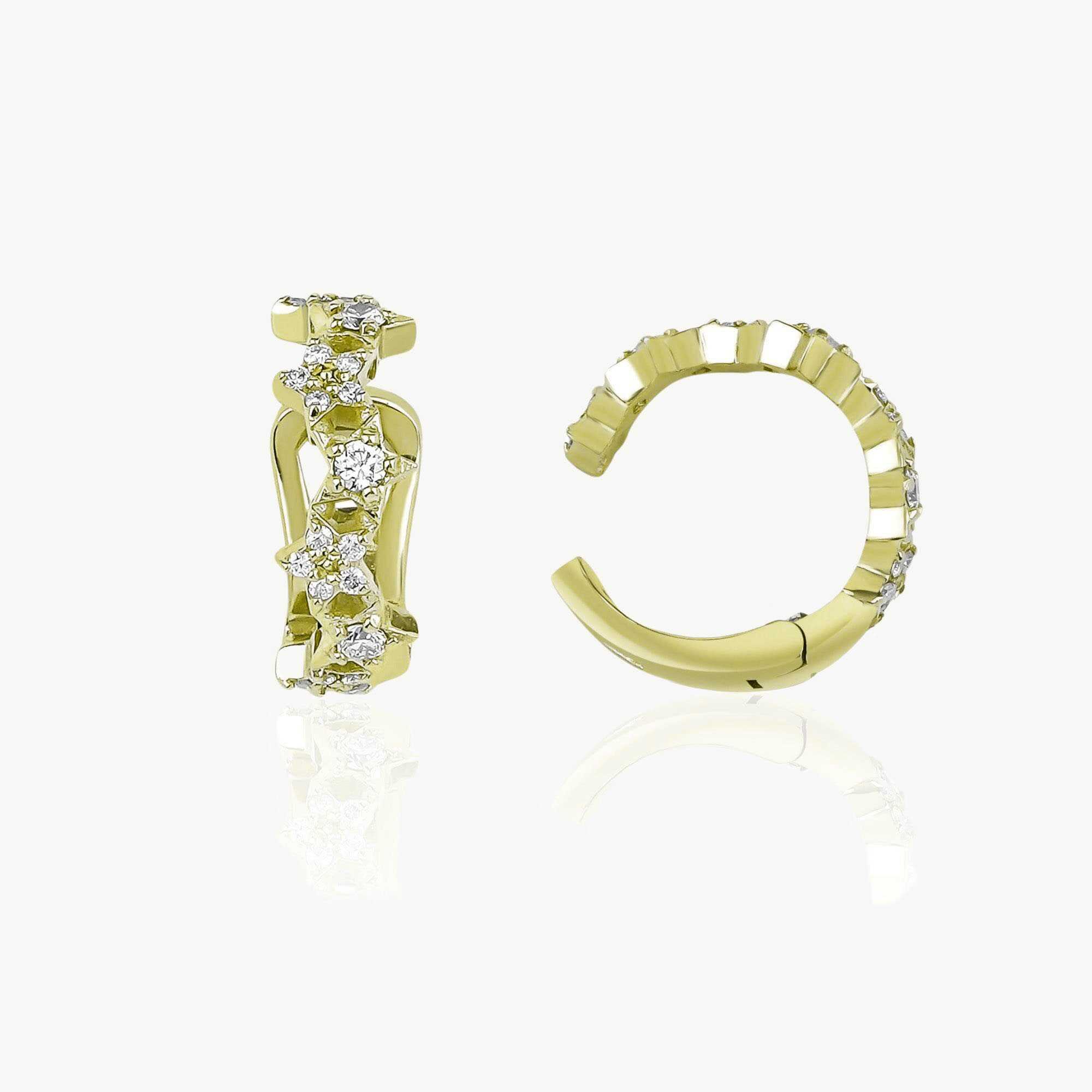 Diamond Star Ear Cuff Earrings Available in 14K and 18K Gold