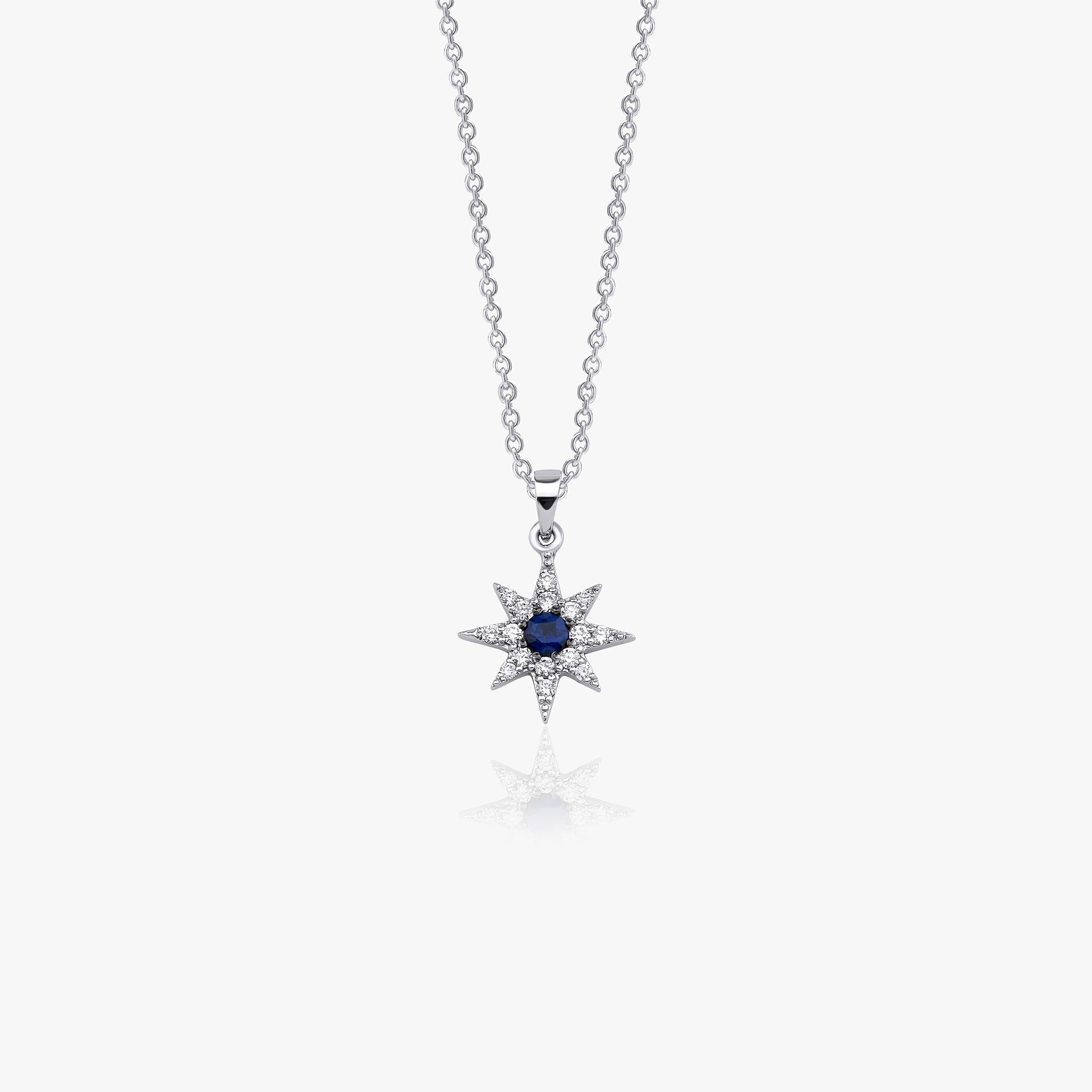 Sapphire and Diamond North Star Necklace Available in 14K and 18K Gold