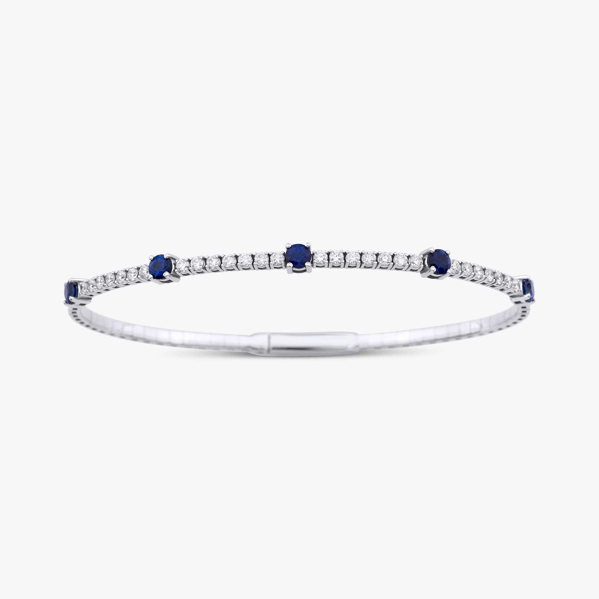 Sapphire And Diamond Bangle in 14K Gold