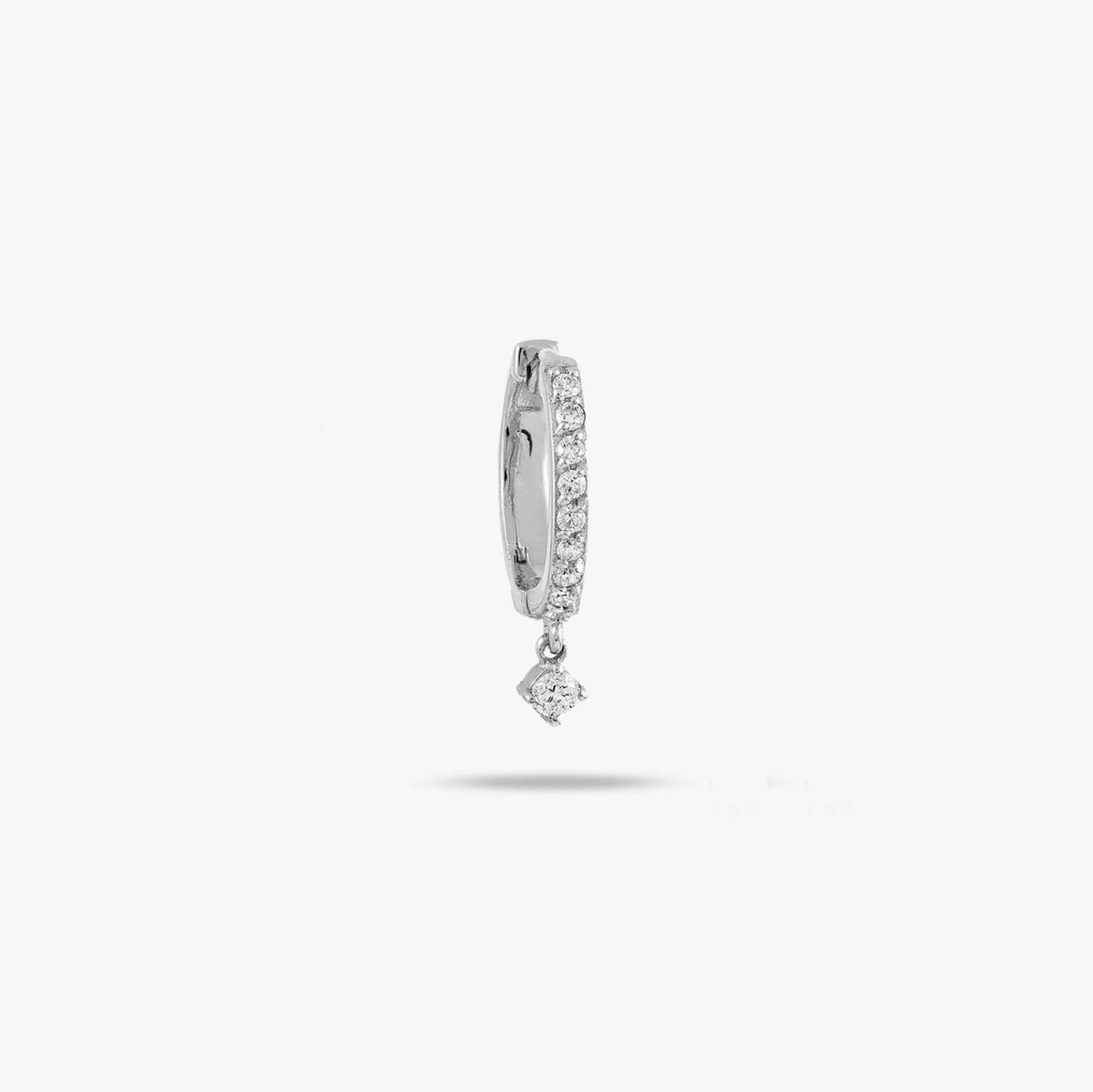 Single Minimal Diamond Dangle Hoop in 14K Gold