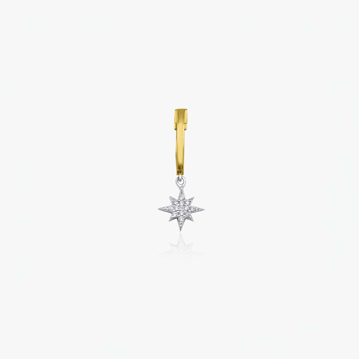 Single Diamond North Star Hoop in 14K Gold