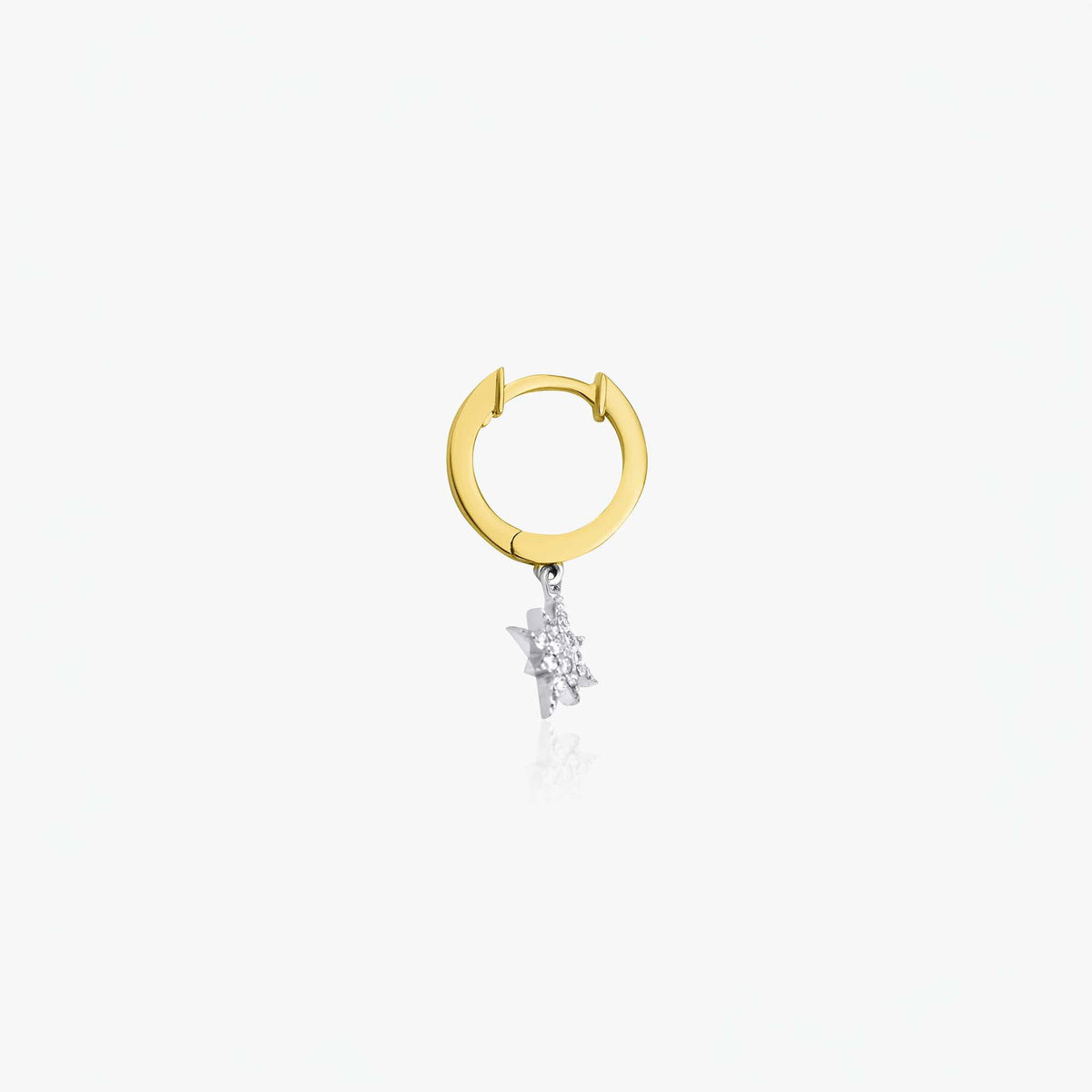 Single Diamond North Star Hoop in 14K Gold