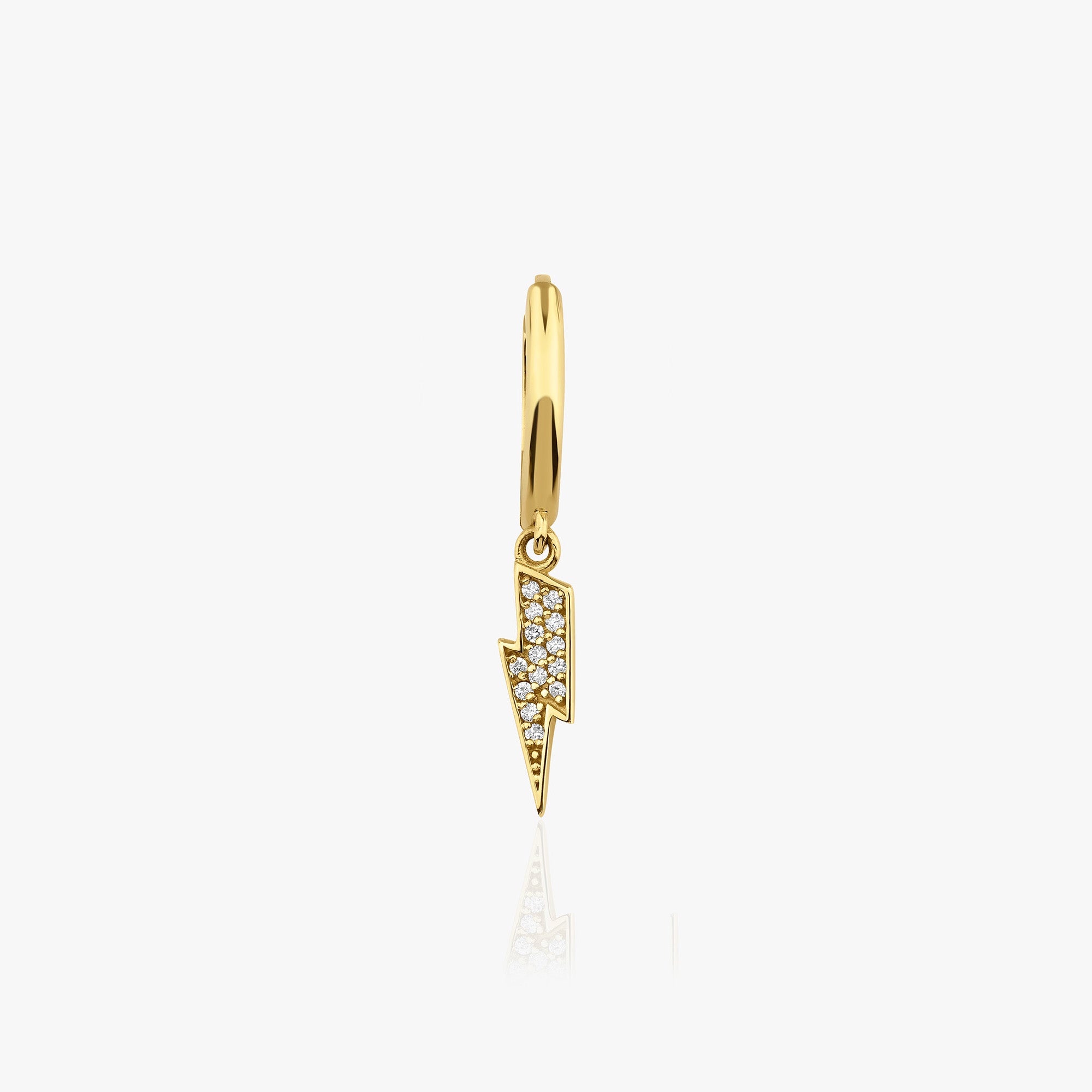 Single Diamond Lightning Hoop in 14K Gold