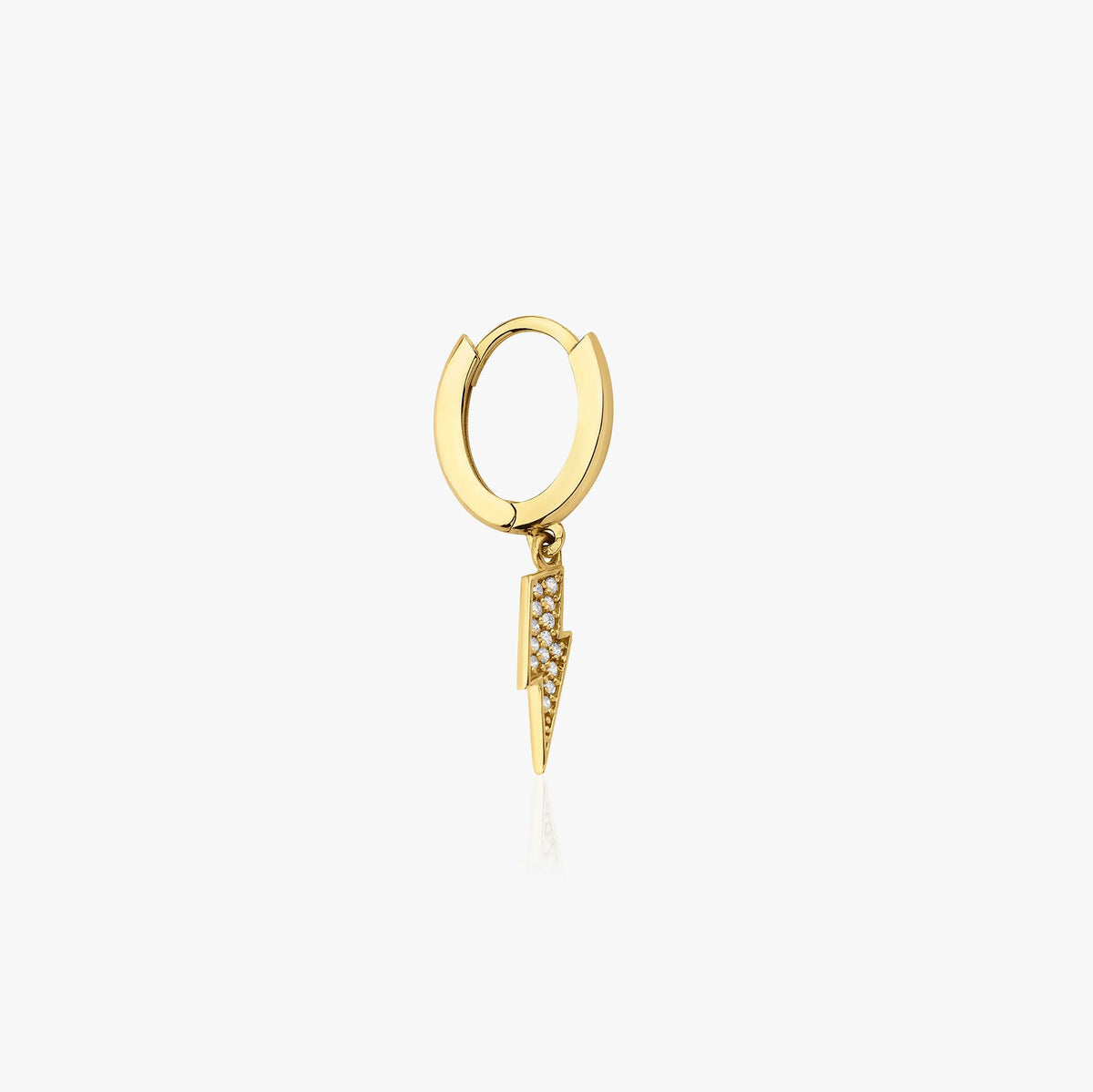 Single Diamond Lightning Hoop in 14K Gold