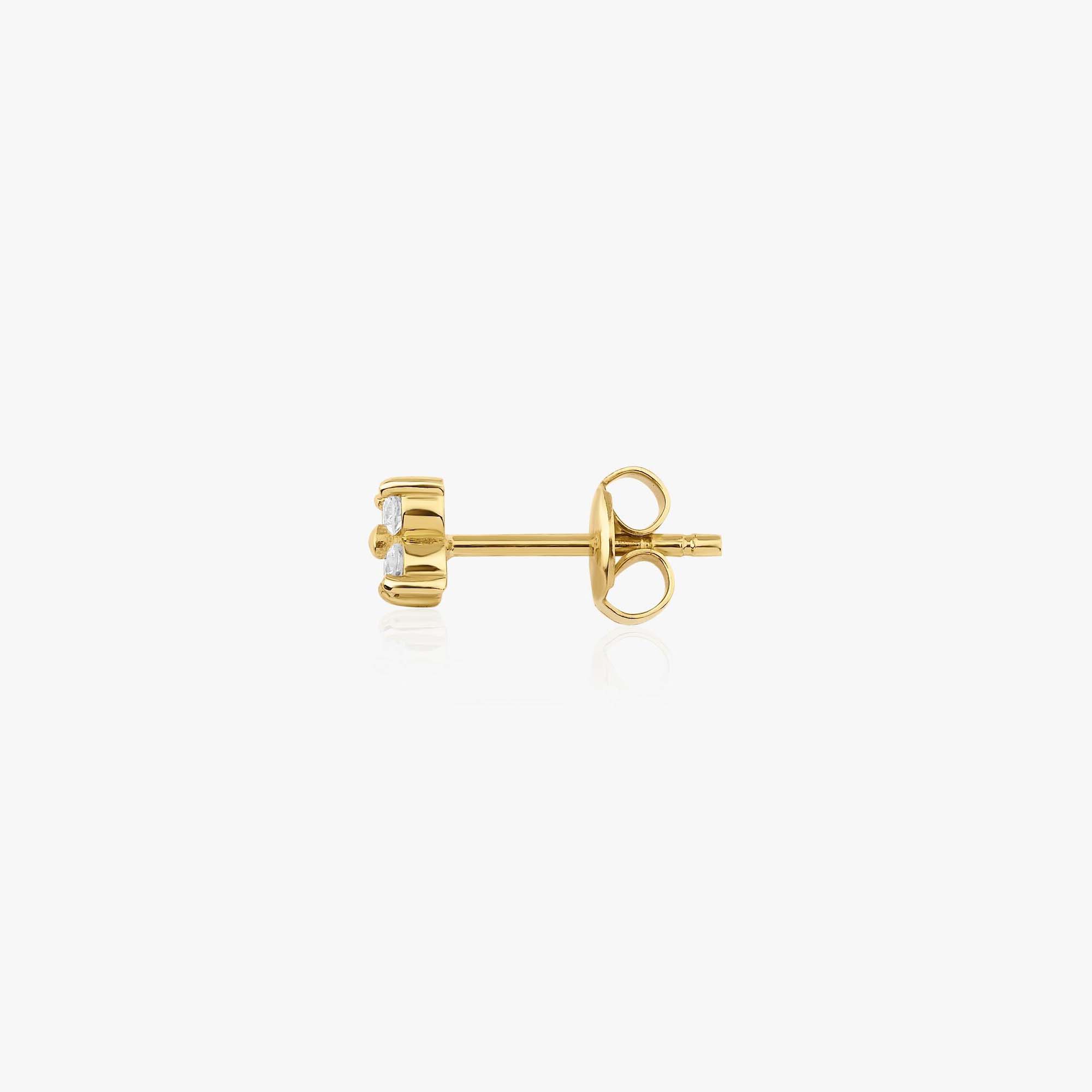 Single Diamond Clover Stud in 14K Gold