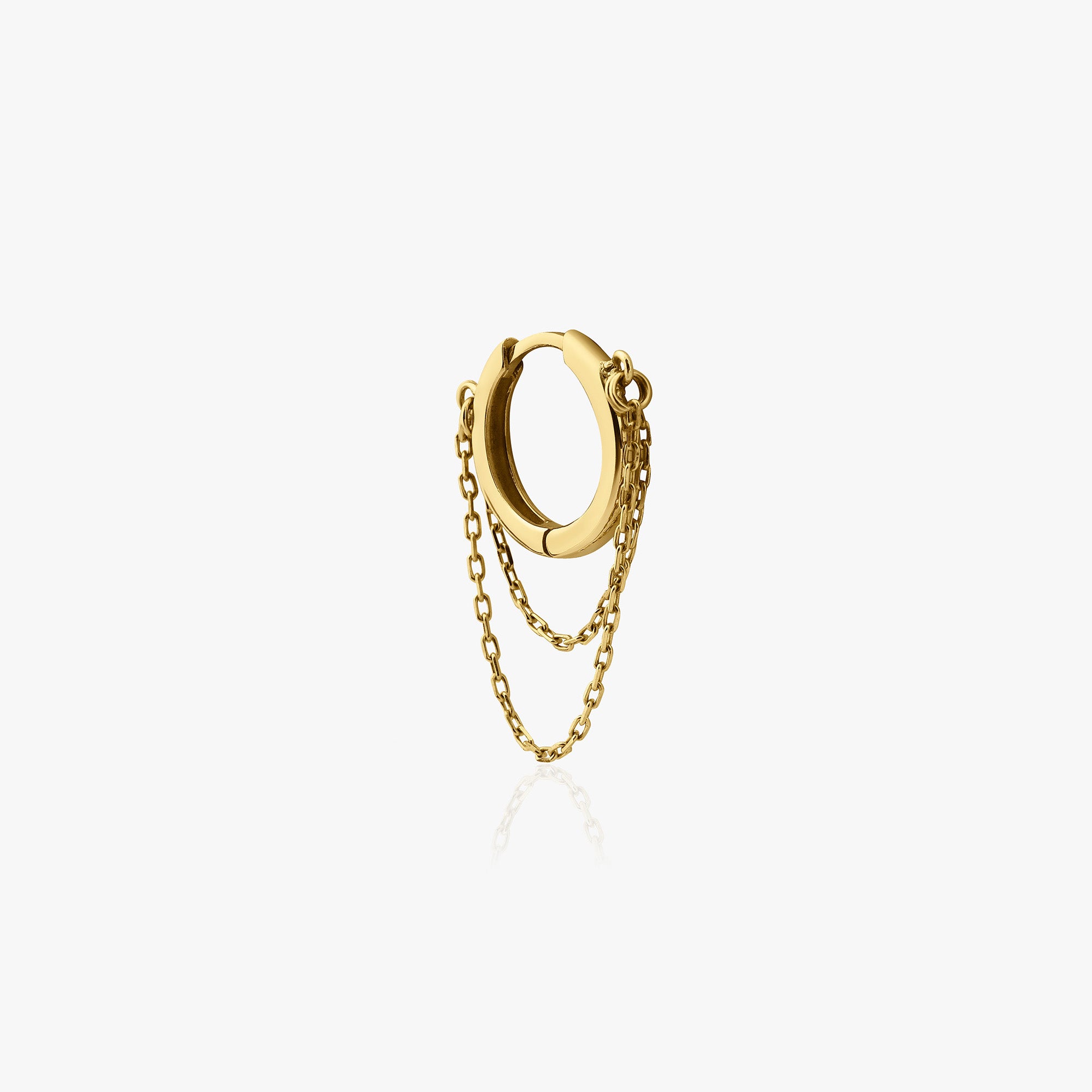Single Double Chain Hoop in 14K Gold