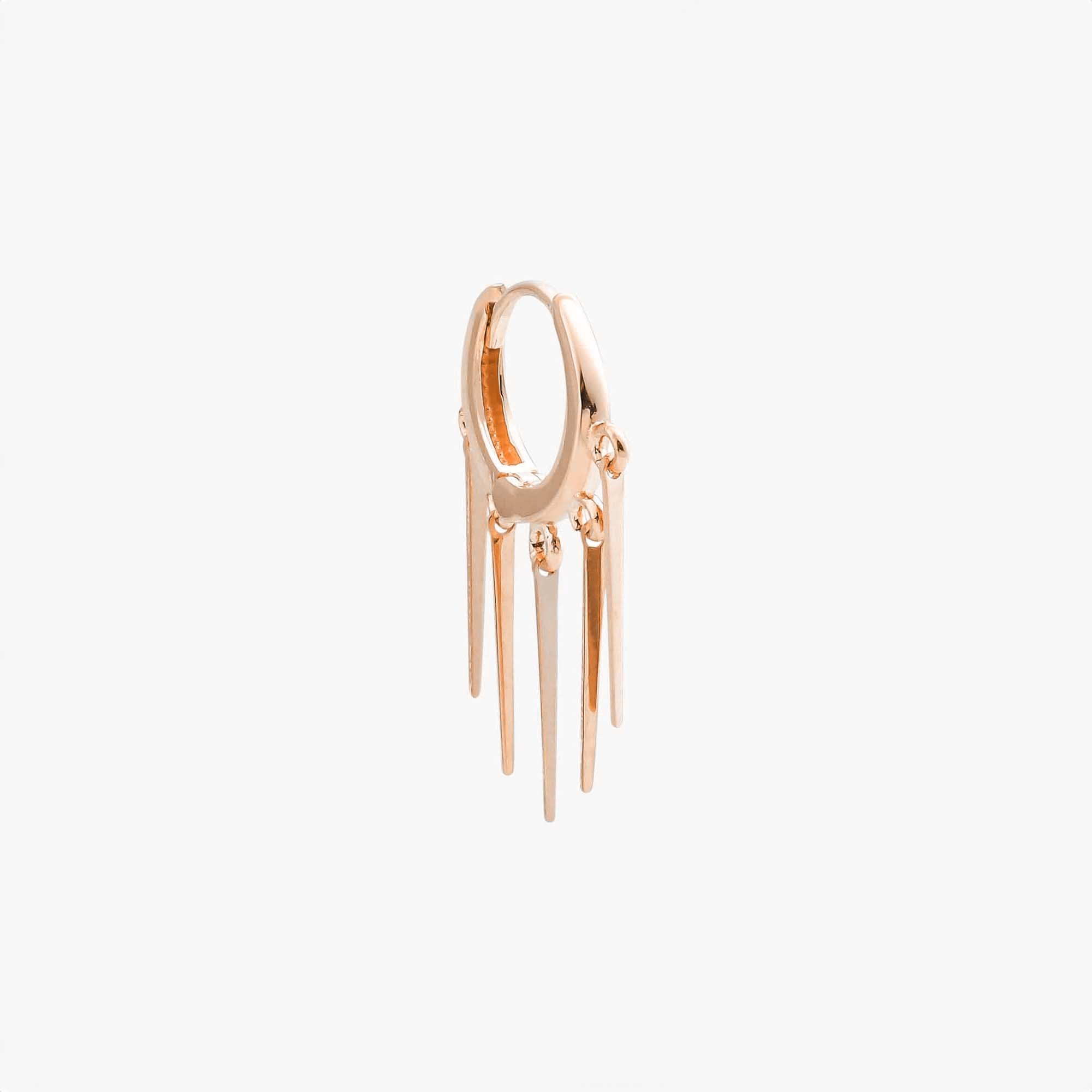 Single Dangle Spike Hoop in 14K Gold