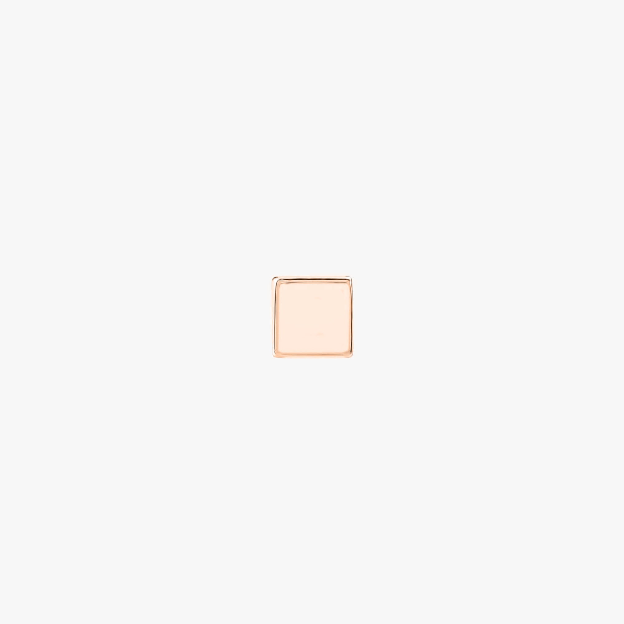 Single 14K Rose gold square earring on a white background
