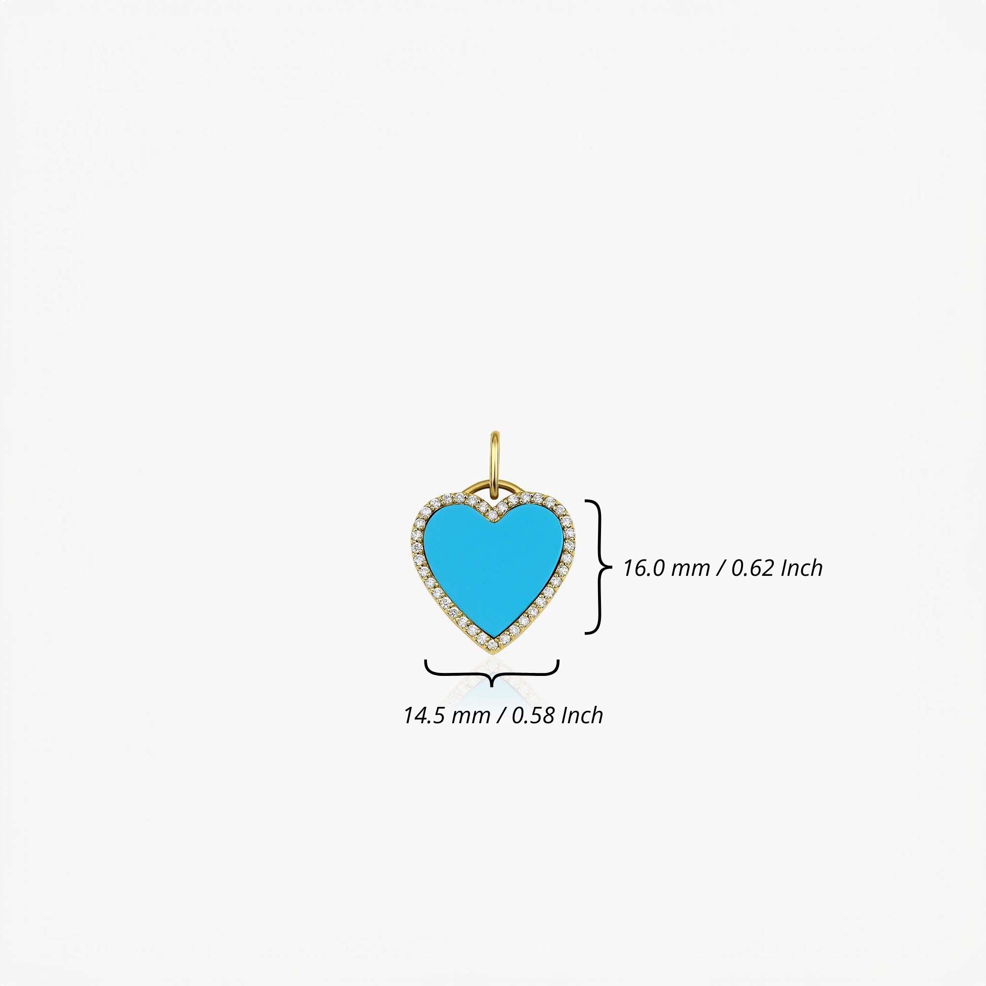 Small Diamond Turquoise Heart Pendant in 14K Gold