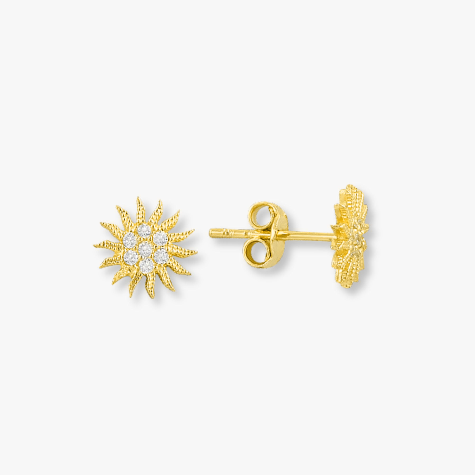 Sun Studs in 14K Gold