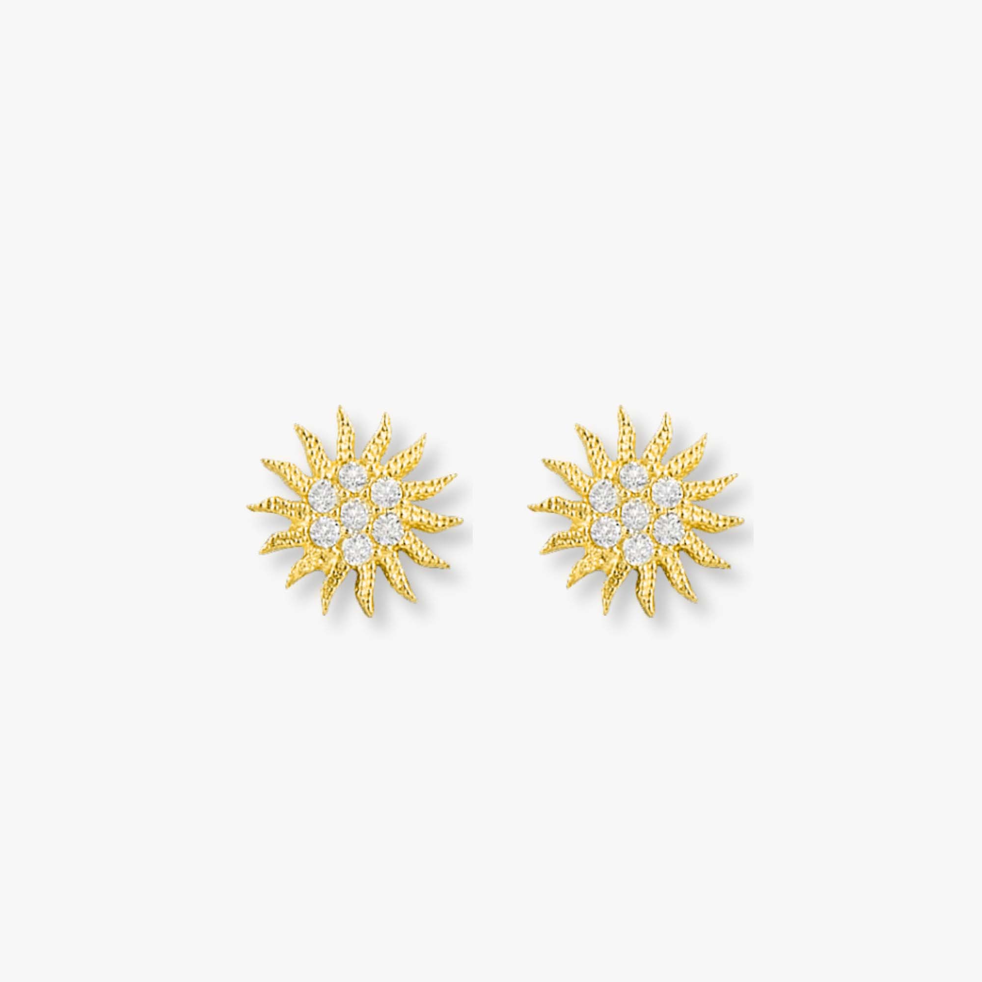 Sun Studs in 14K Gold
