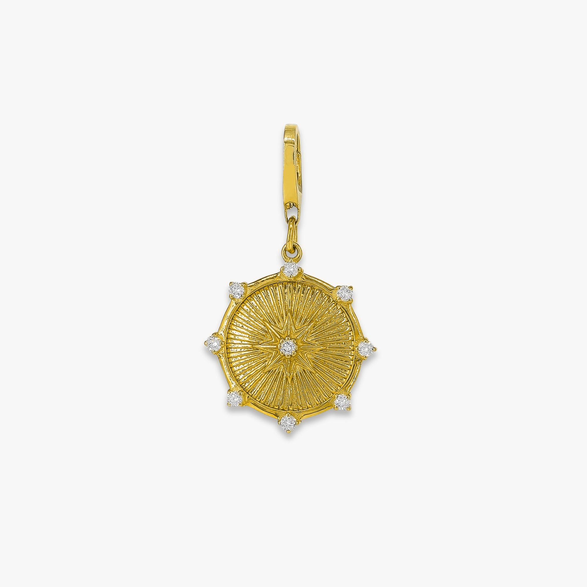 Diamond Sunburst Pendant in 14K Gold