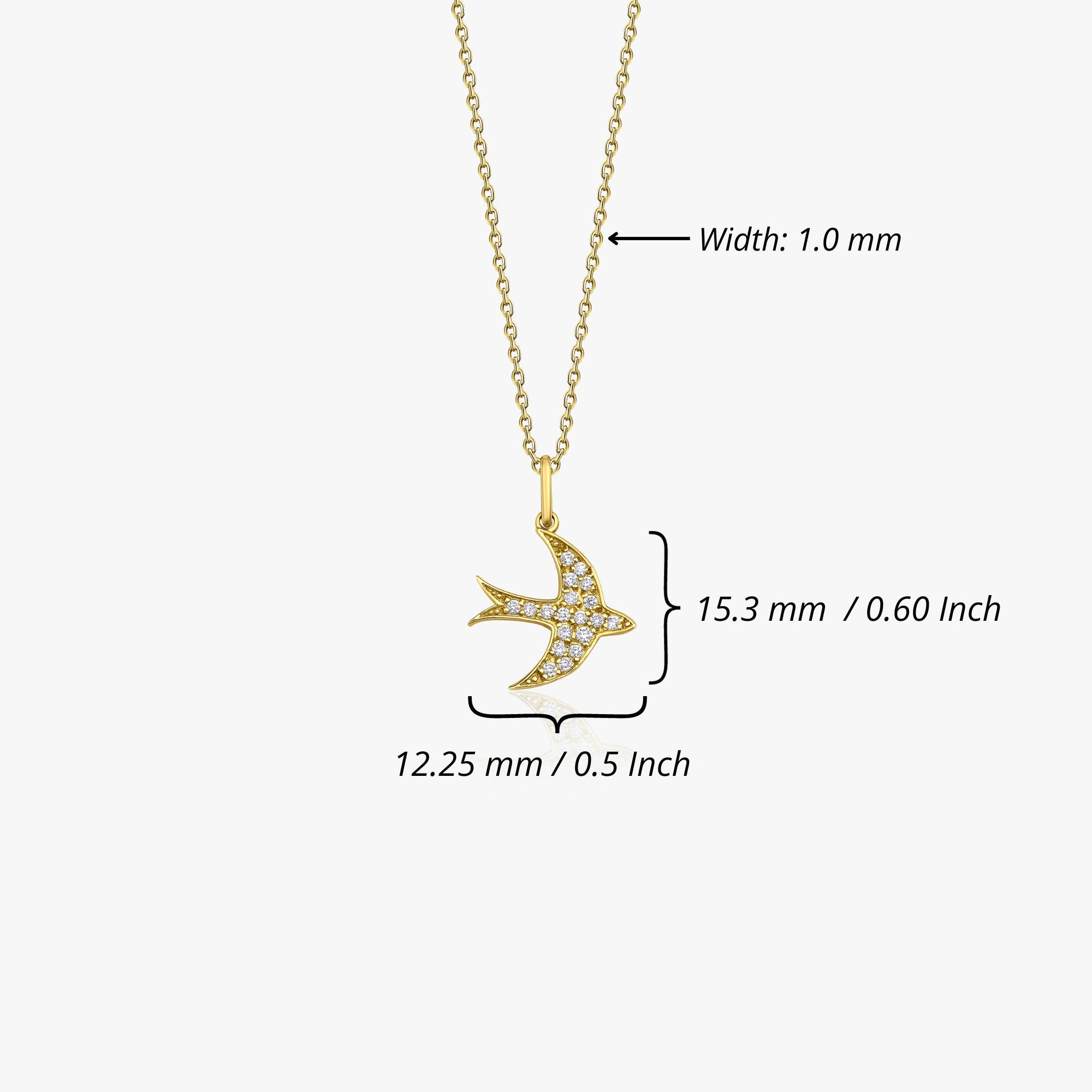 Diamond Swallow Bird Necklace in 14K Gold