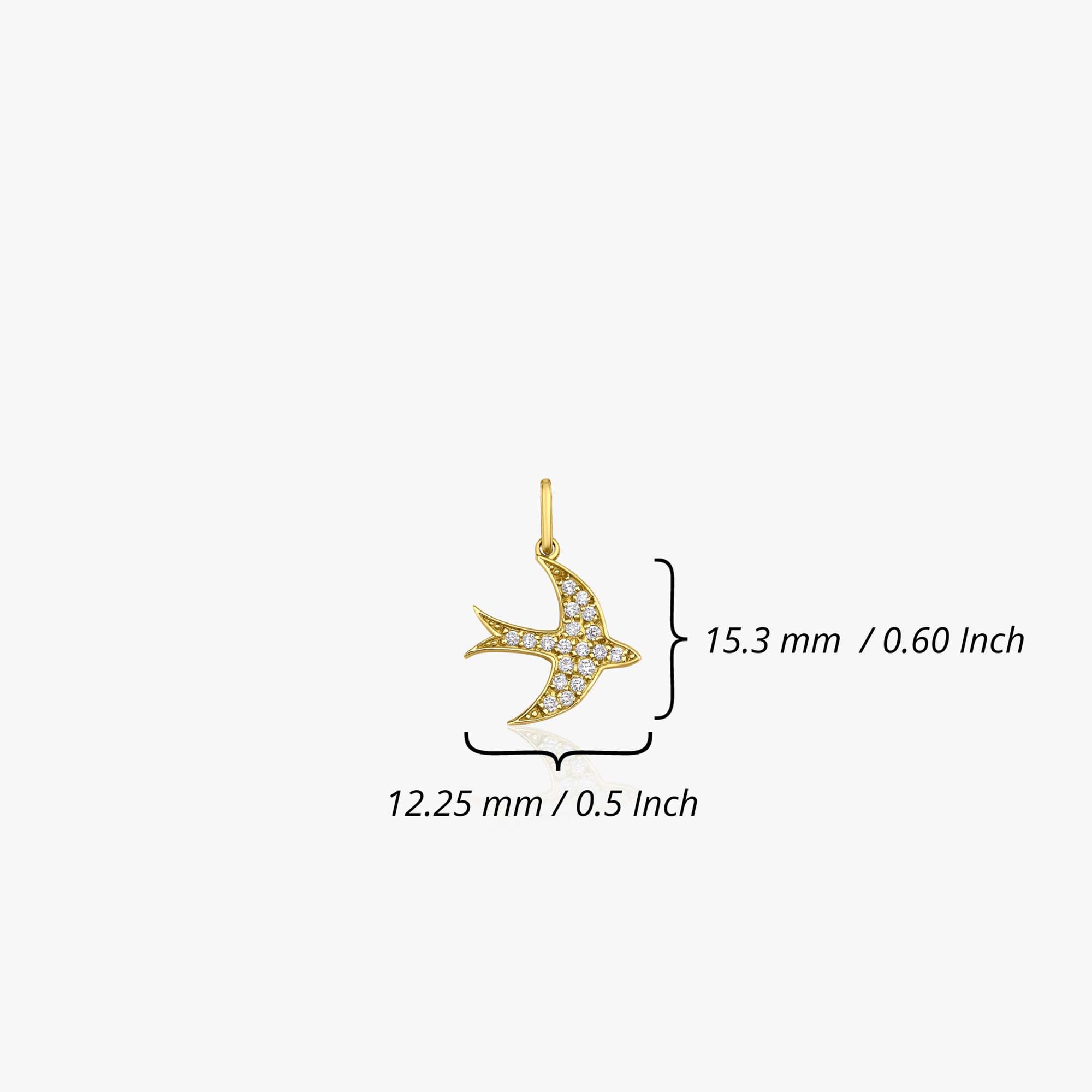 Diamond Swallow Bird Pendant in 14K Gold