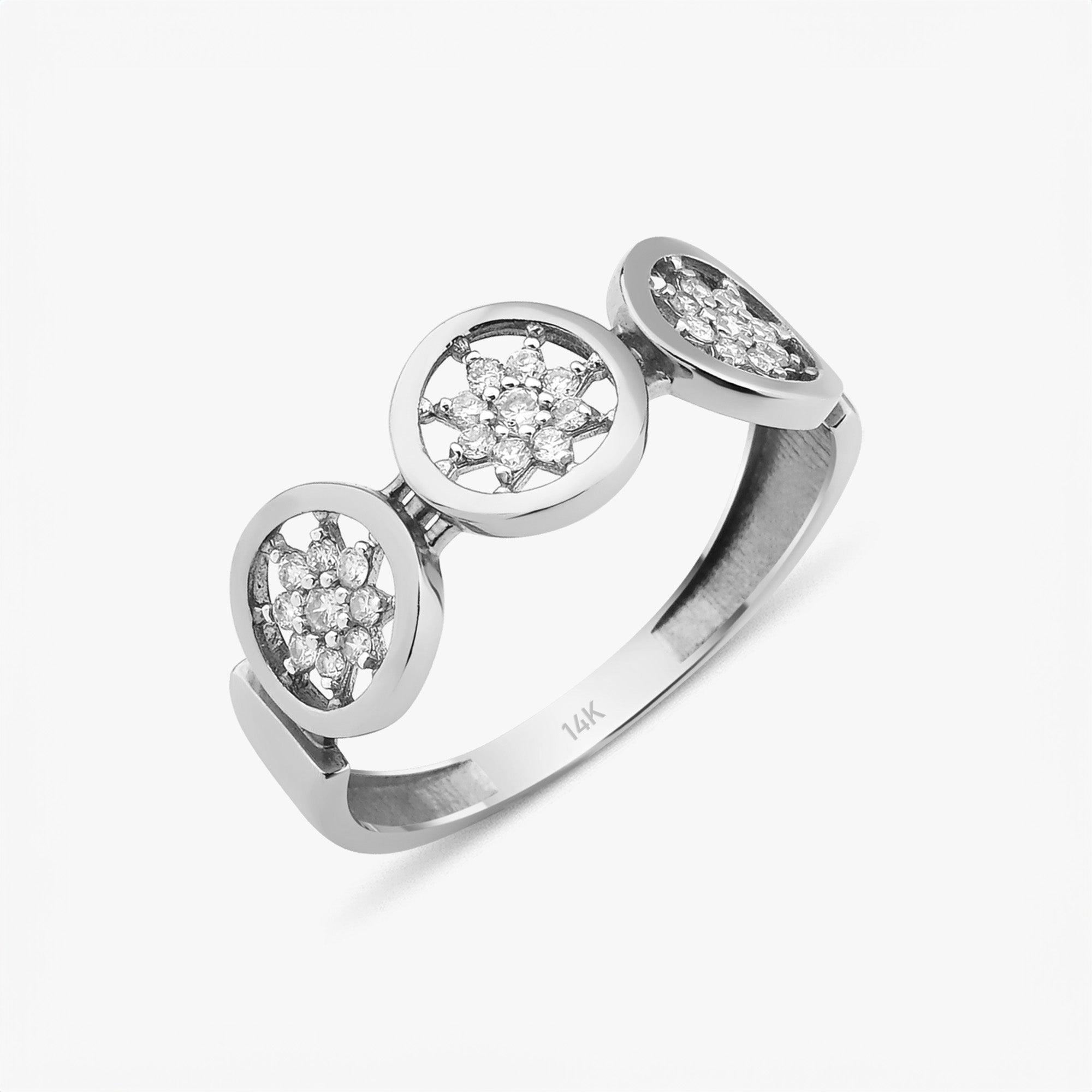 Diamond Trio Starburst Ring in 14K Gold