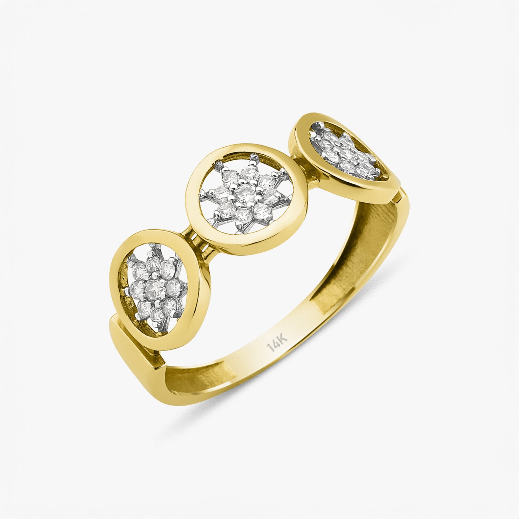 Diamond Trio Starburst Ring in 14K Gold