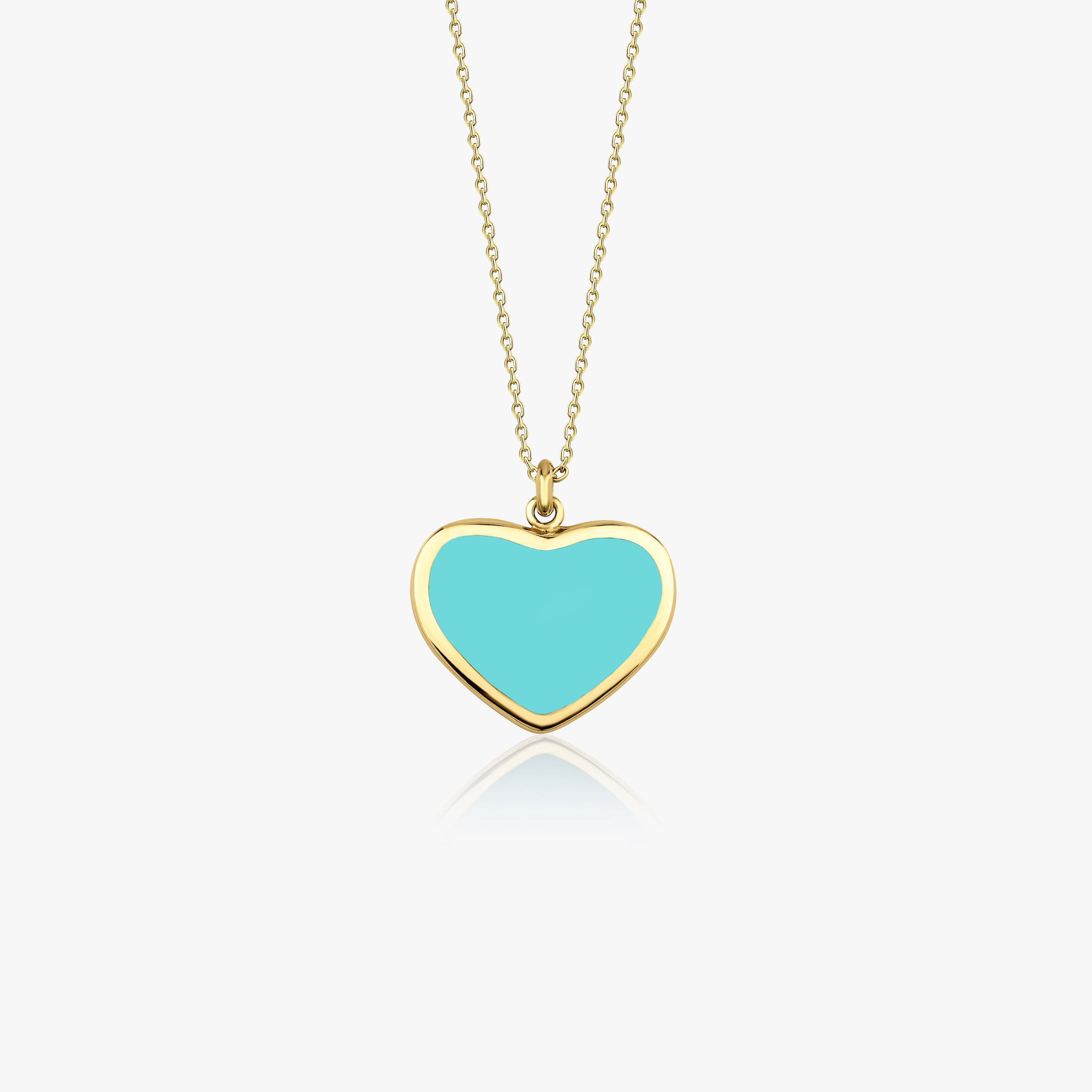 Large Turquoise Heart Necklace in 14K Gold