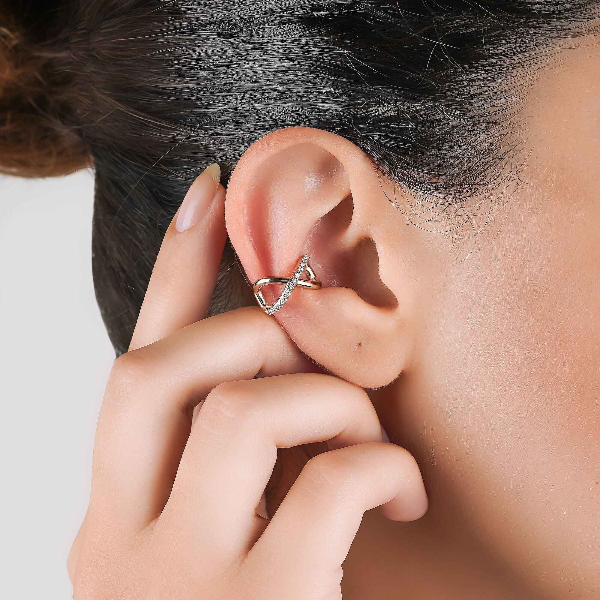 Diamond Twist Ear Cuff Earrings Available in 14K and 18K Gold
