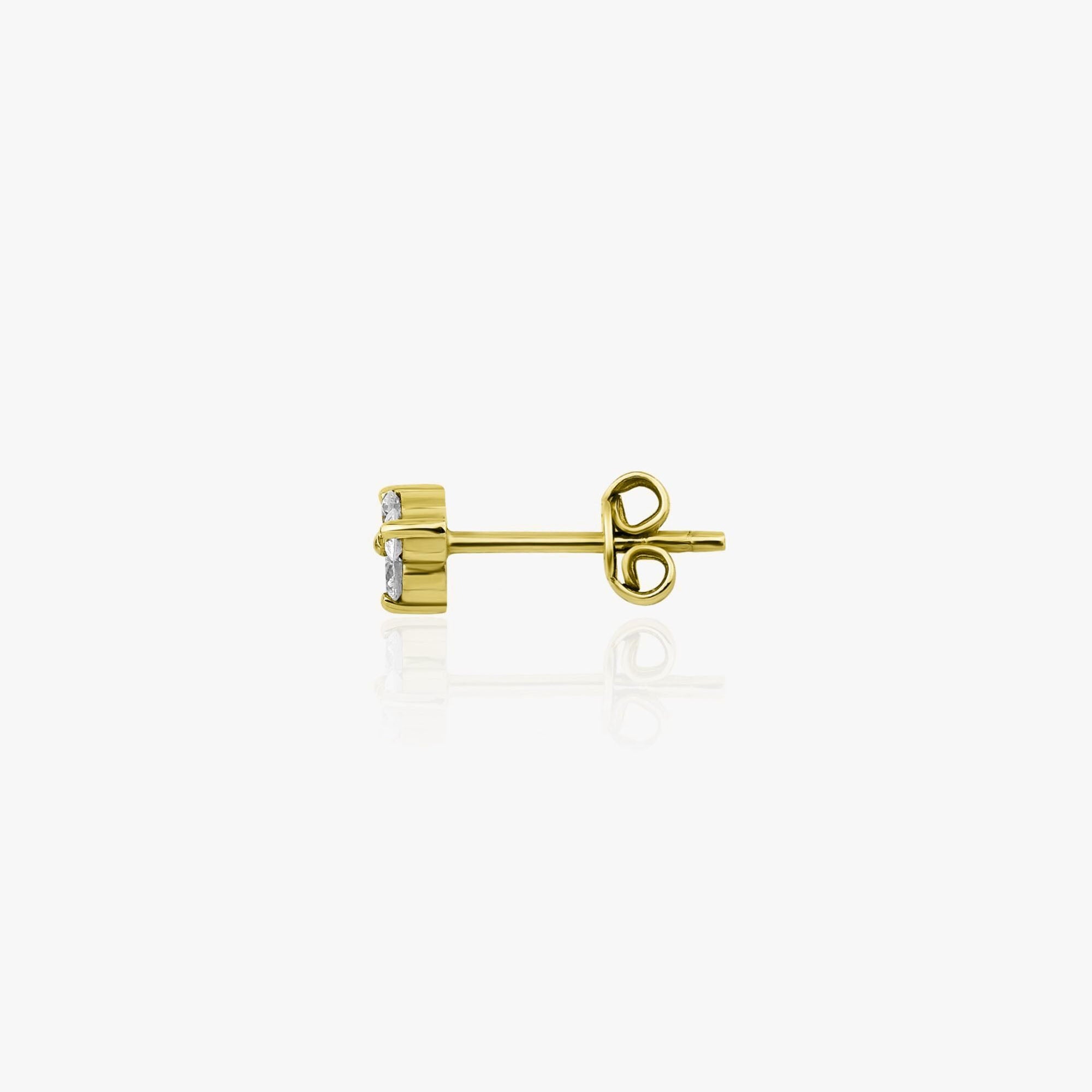 Single Three Diamond Stud Available in 14K and 18K Gold