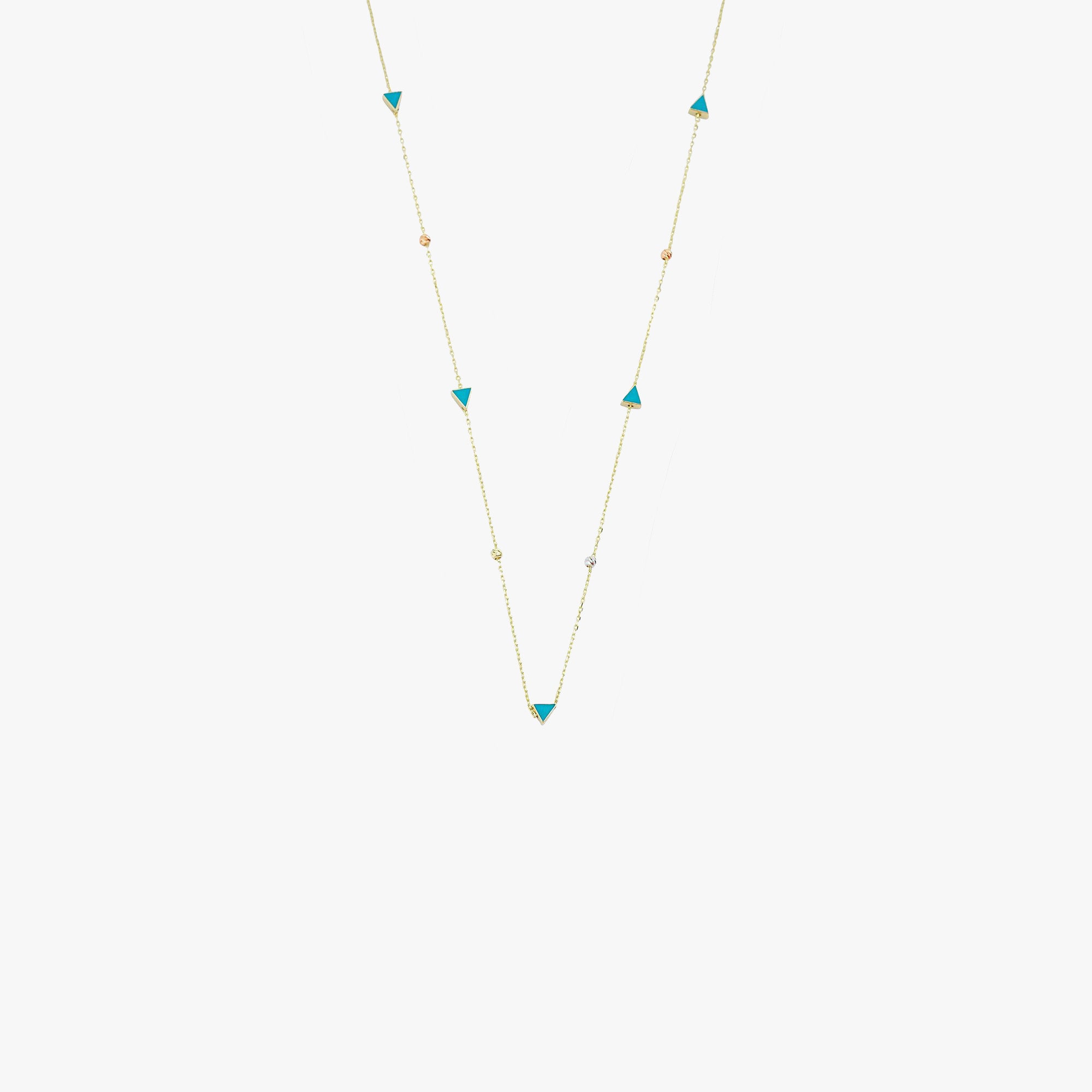 Triangle Station Necklace in 14K Gold