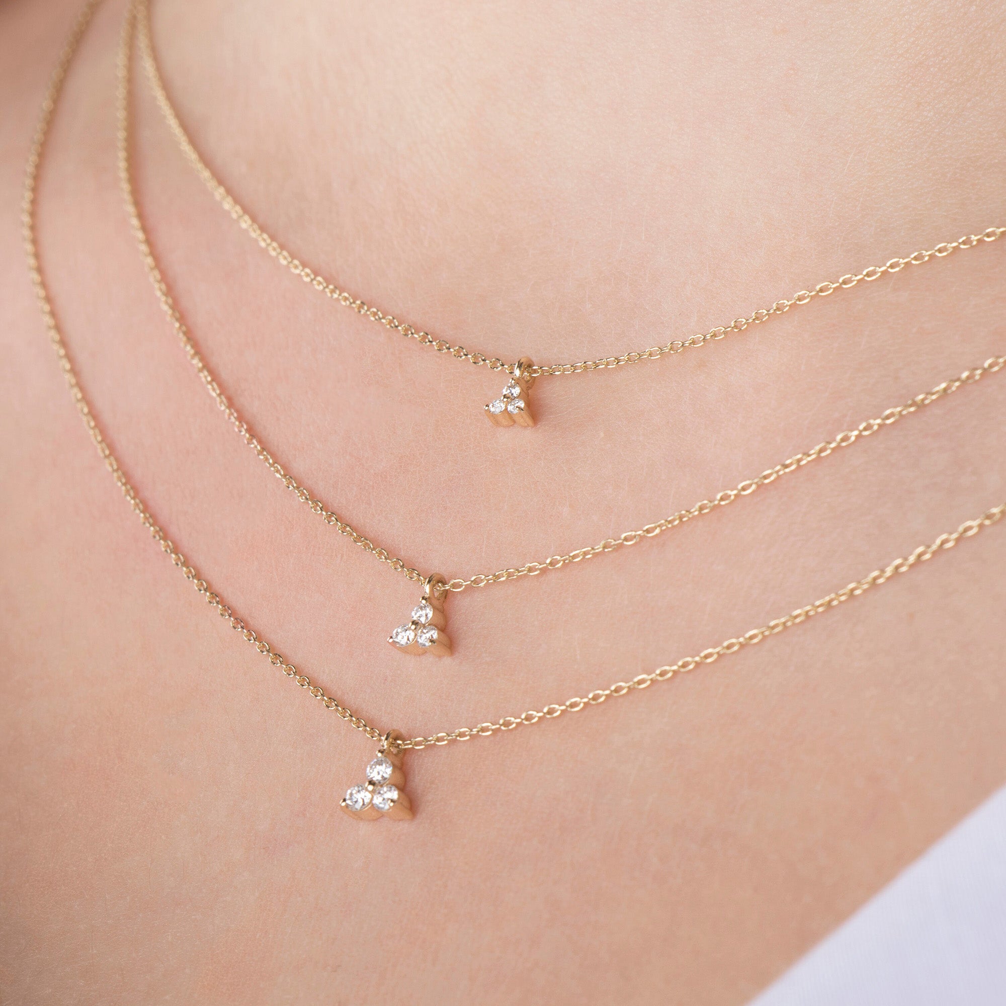 Trio Diamond Necklace in 14K Gold