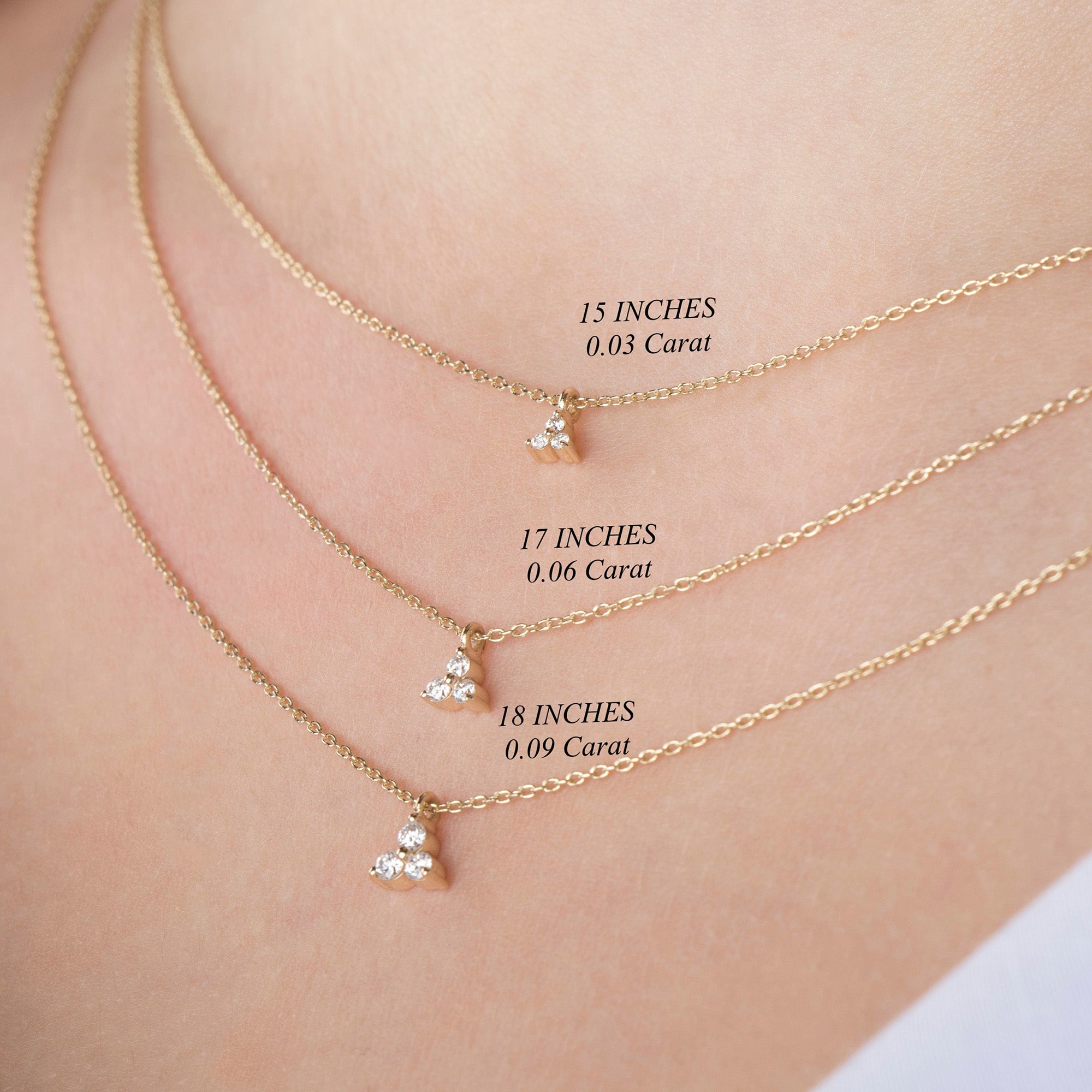 Trio Diamond Necklace in 14K Gold