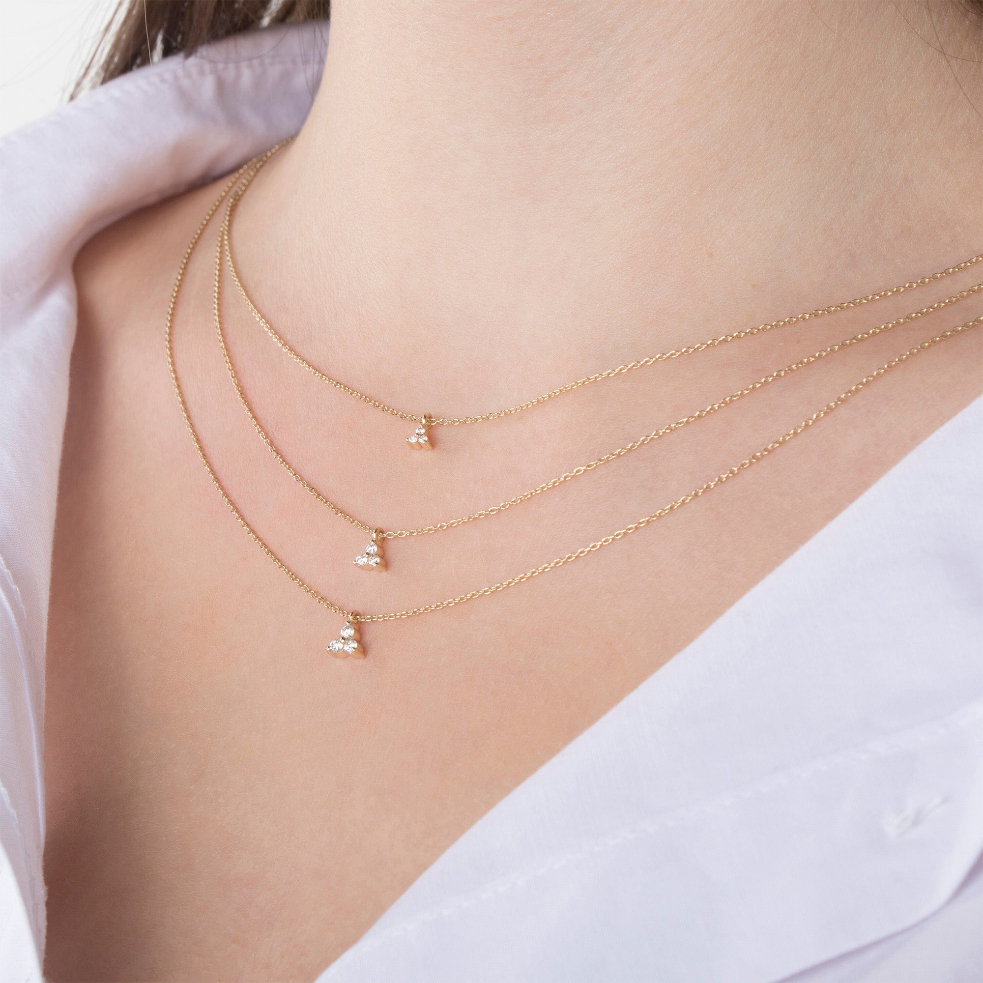Trio Diamond Necklace in 14K Gold
