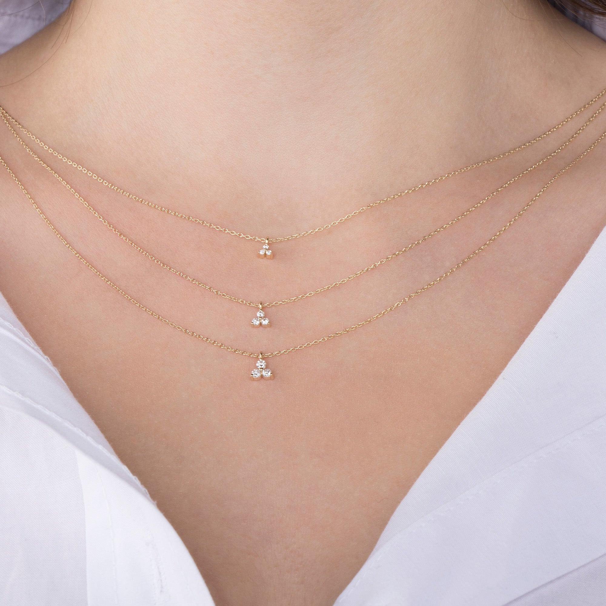 Trio Diamond Necklace in 14K Gold