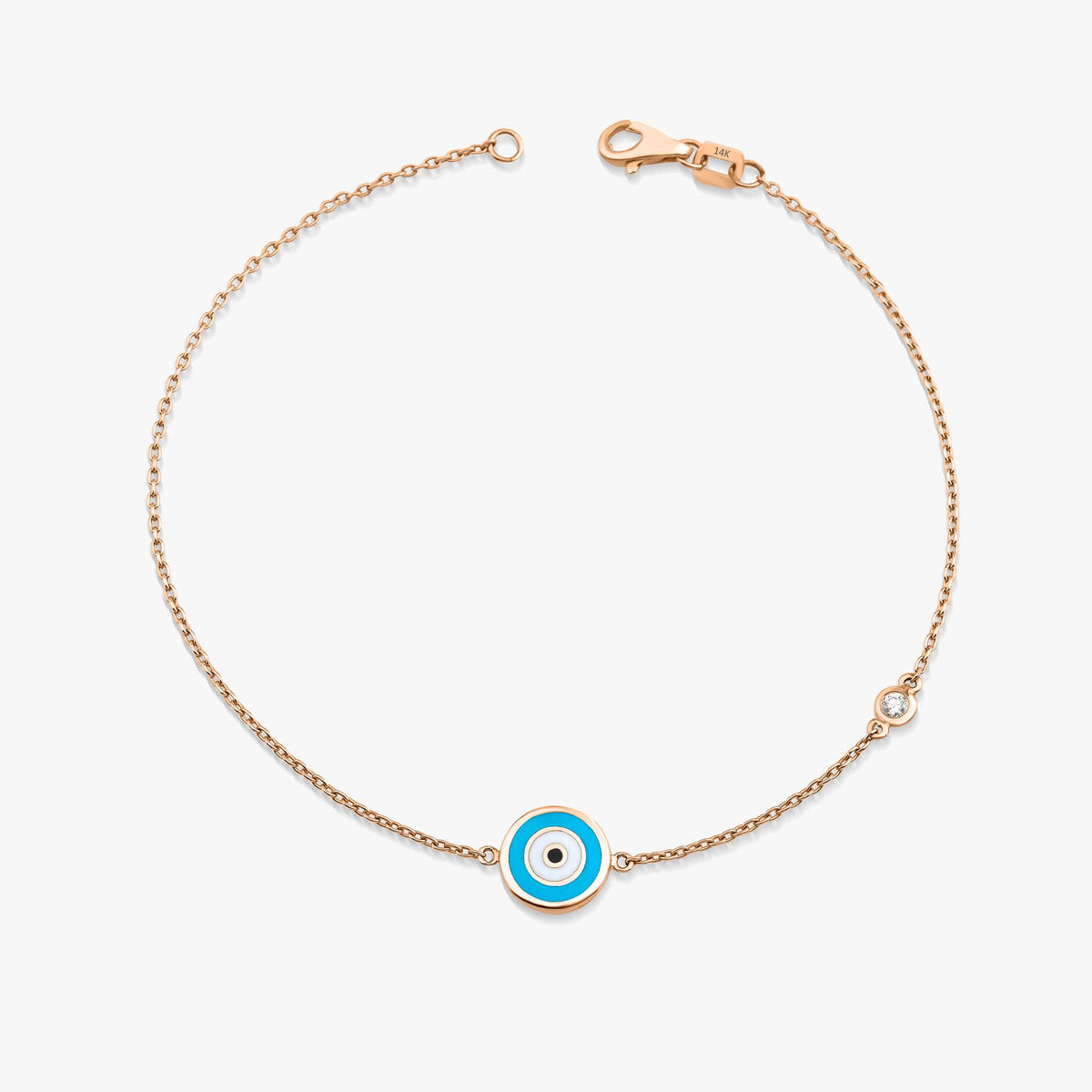 Double Sided Turquoise Evil Eye Bracelet in 14K Gold
