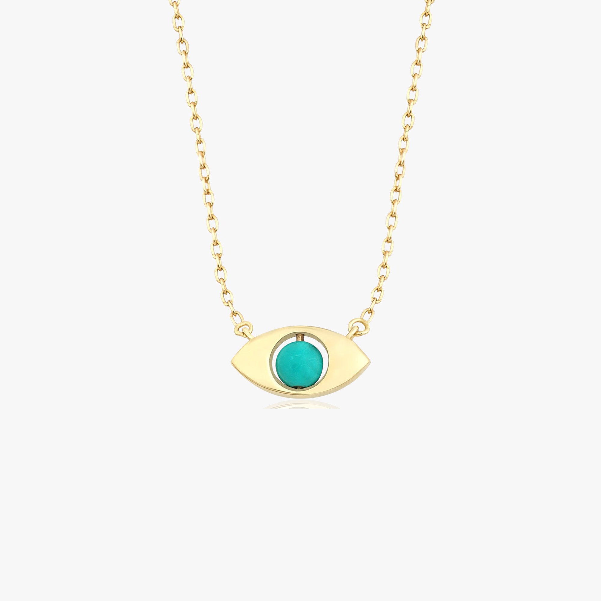 Turquoise Evil Eye Necklace in 14K Gold