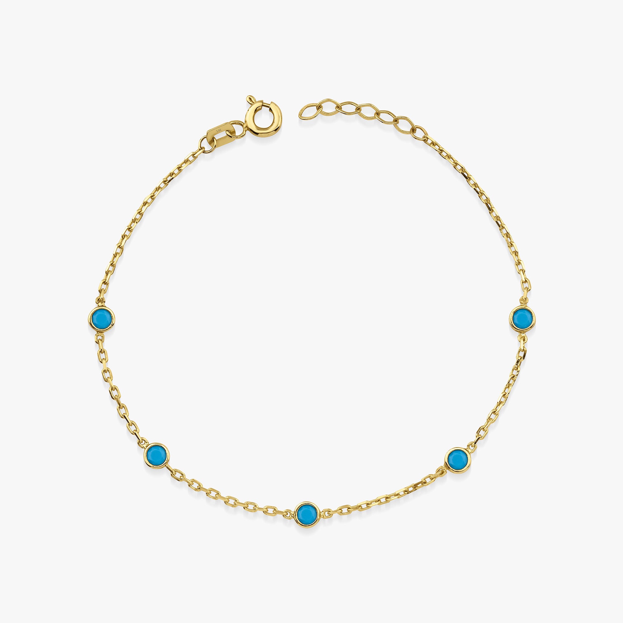 Turquoise Station Bracelet in 14K Gold