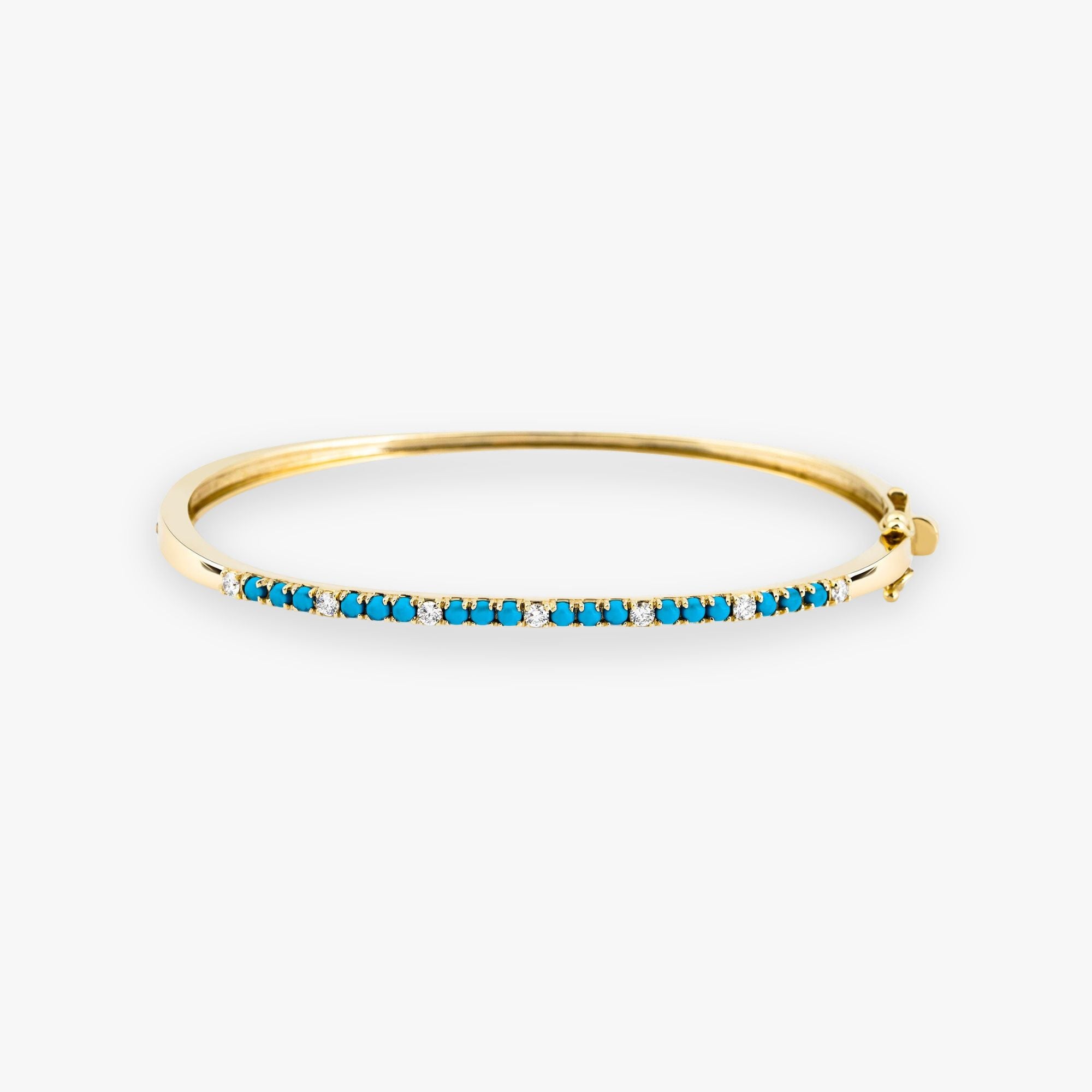 Modern Turquoise and Diamond Bangle in 14K Gold