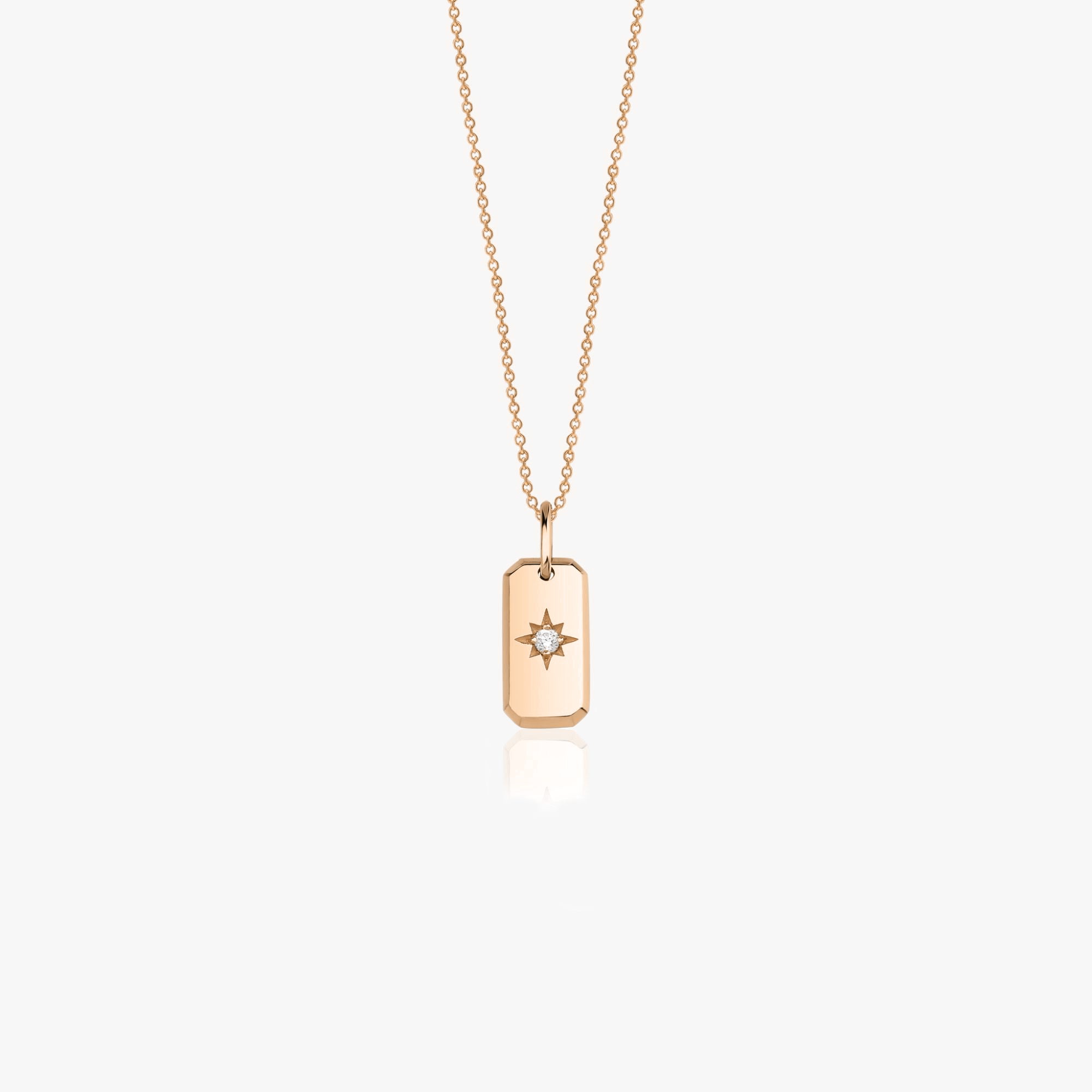 Mini Diamond Rectangle North Star Necklace in 14K Gold