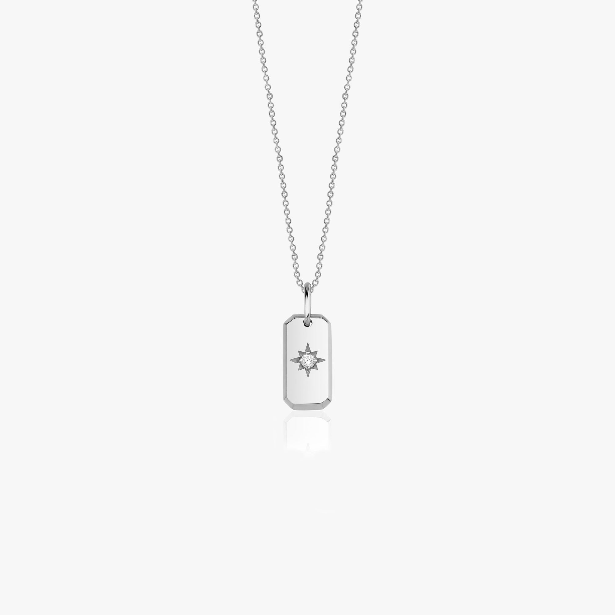 Mini Diamond Rectangle North Star Necklace in 14K Gold