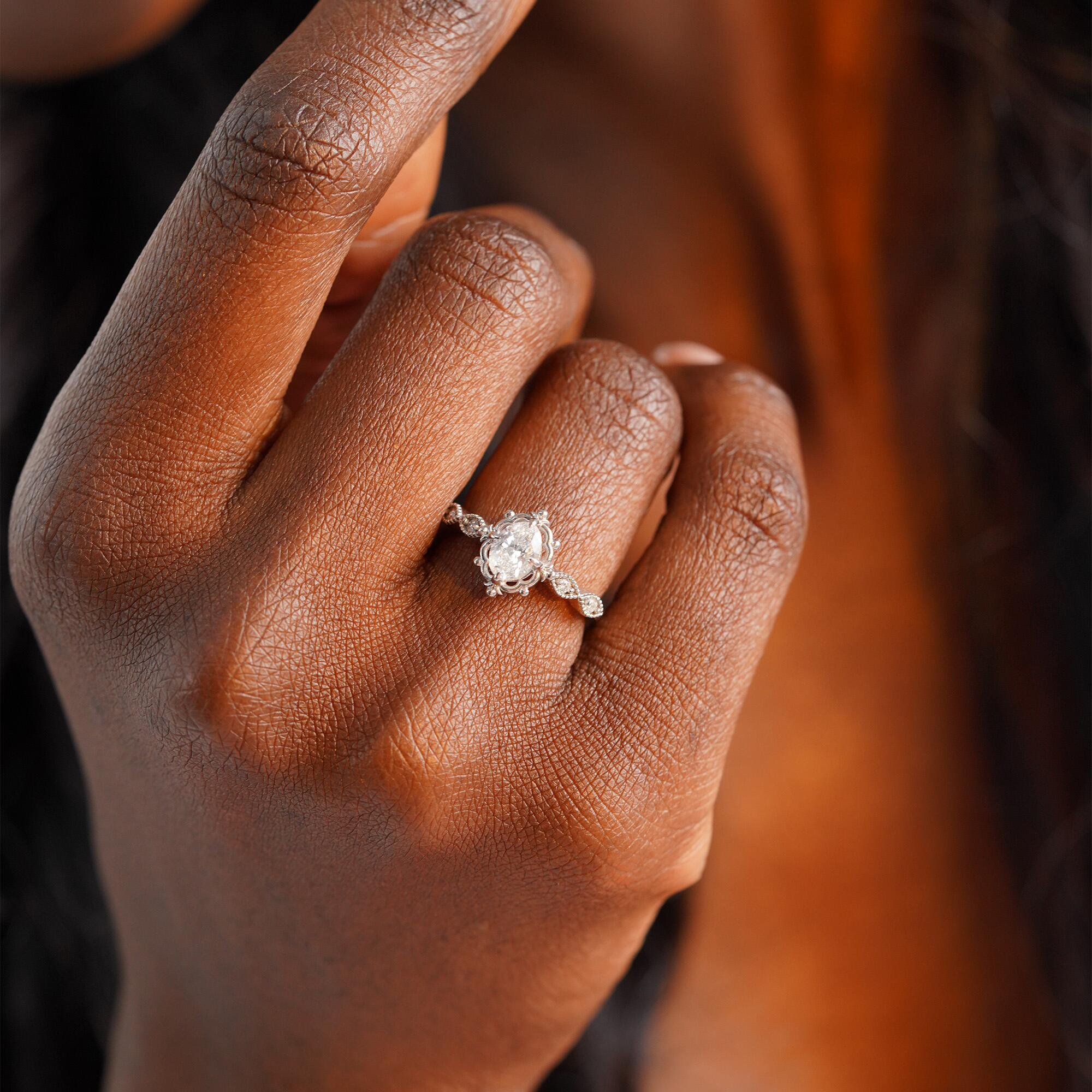 Oval Cut Vintage Solitaire Diamond Ring in 14K Gold