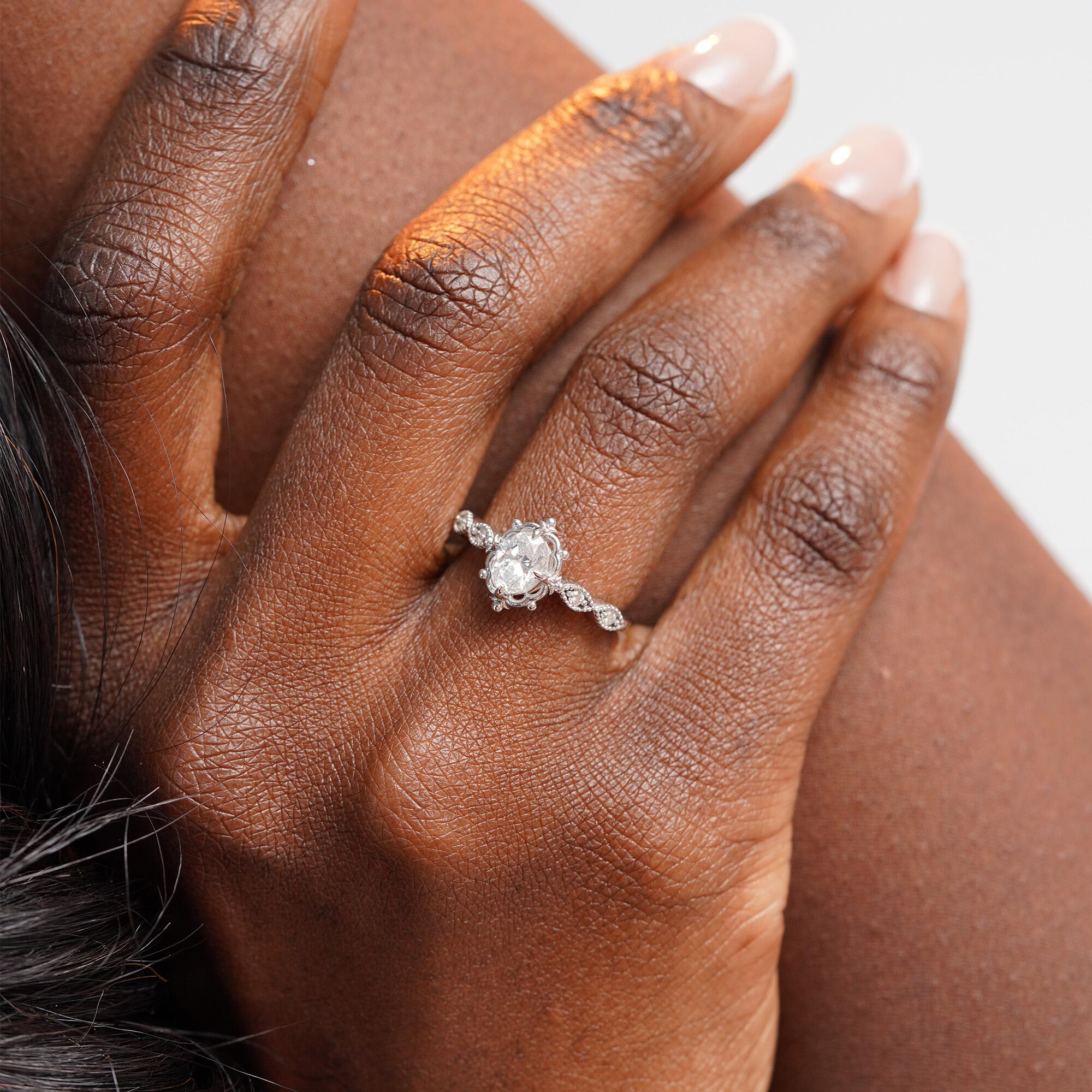 Oval Cut Vintage Solitaire Diamond Ring in 14K Gold