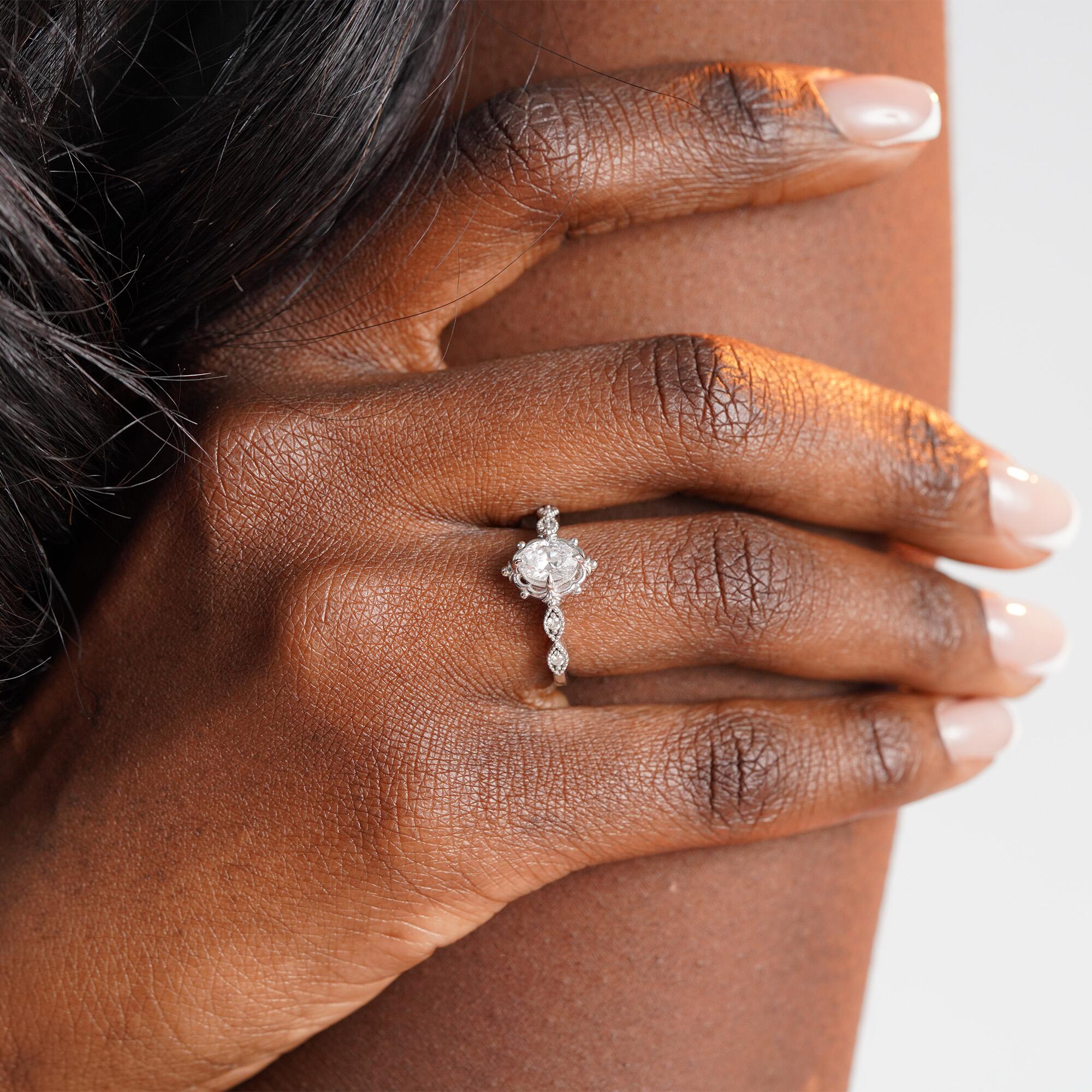 Oval Cut Vintage Solitaire Diamond Ring in 14K Gold