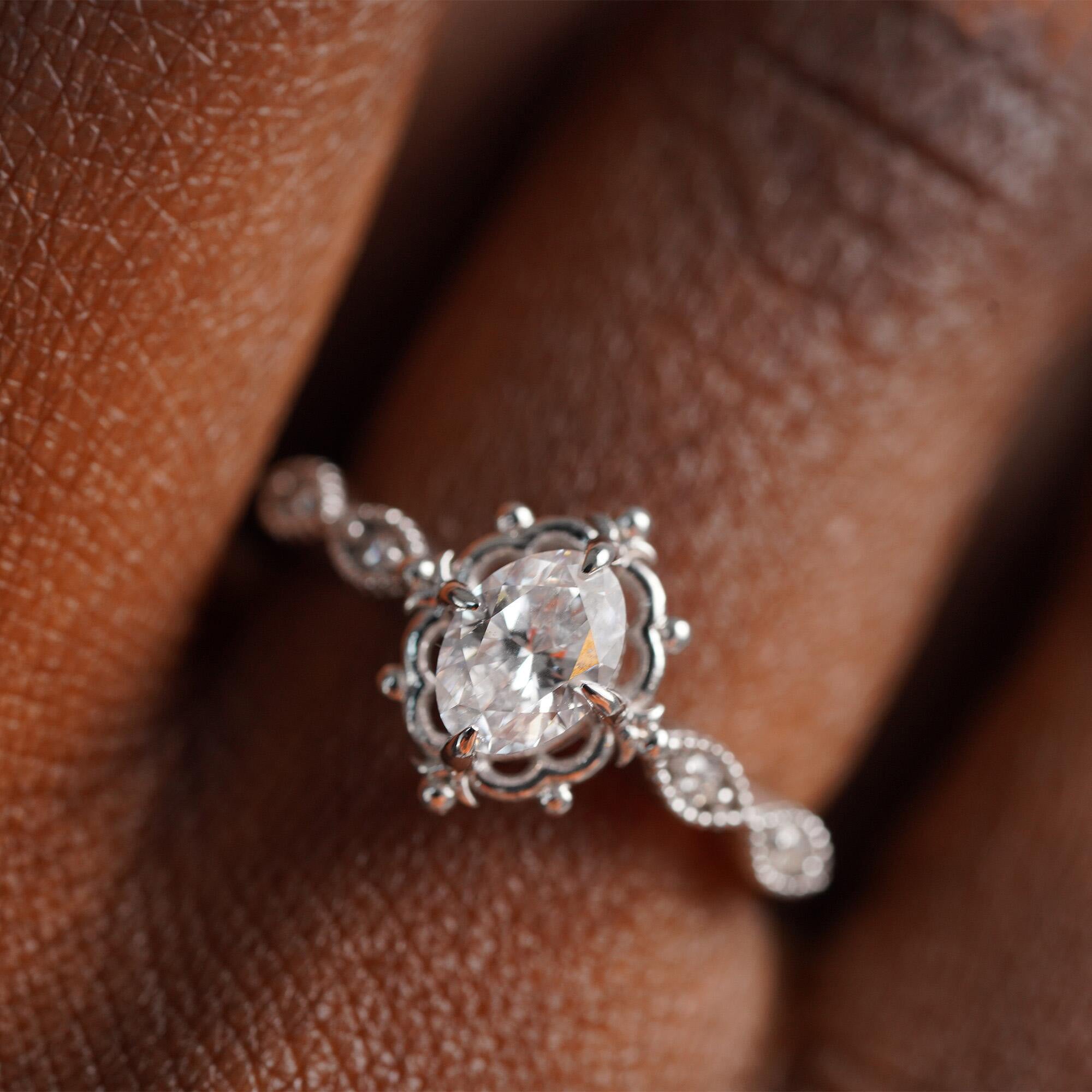 Oval Cut Vintage Solitaire Diamond Ring in 14K Gold