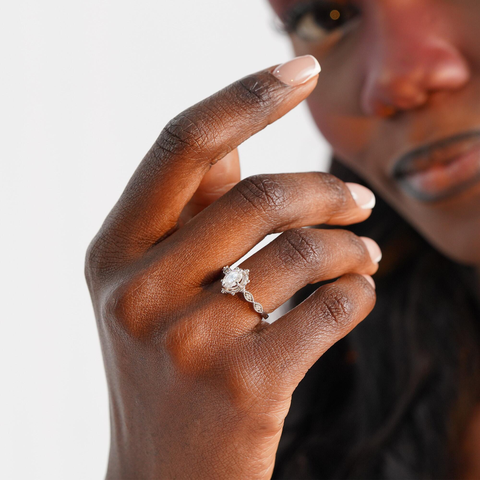 Oval Cut Vintage Solitaire Diamond Ring in 14K Gold