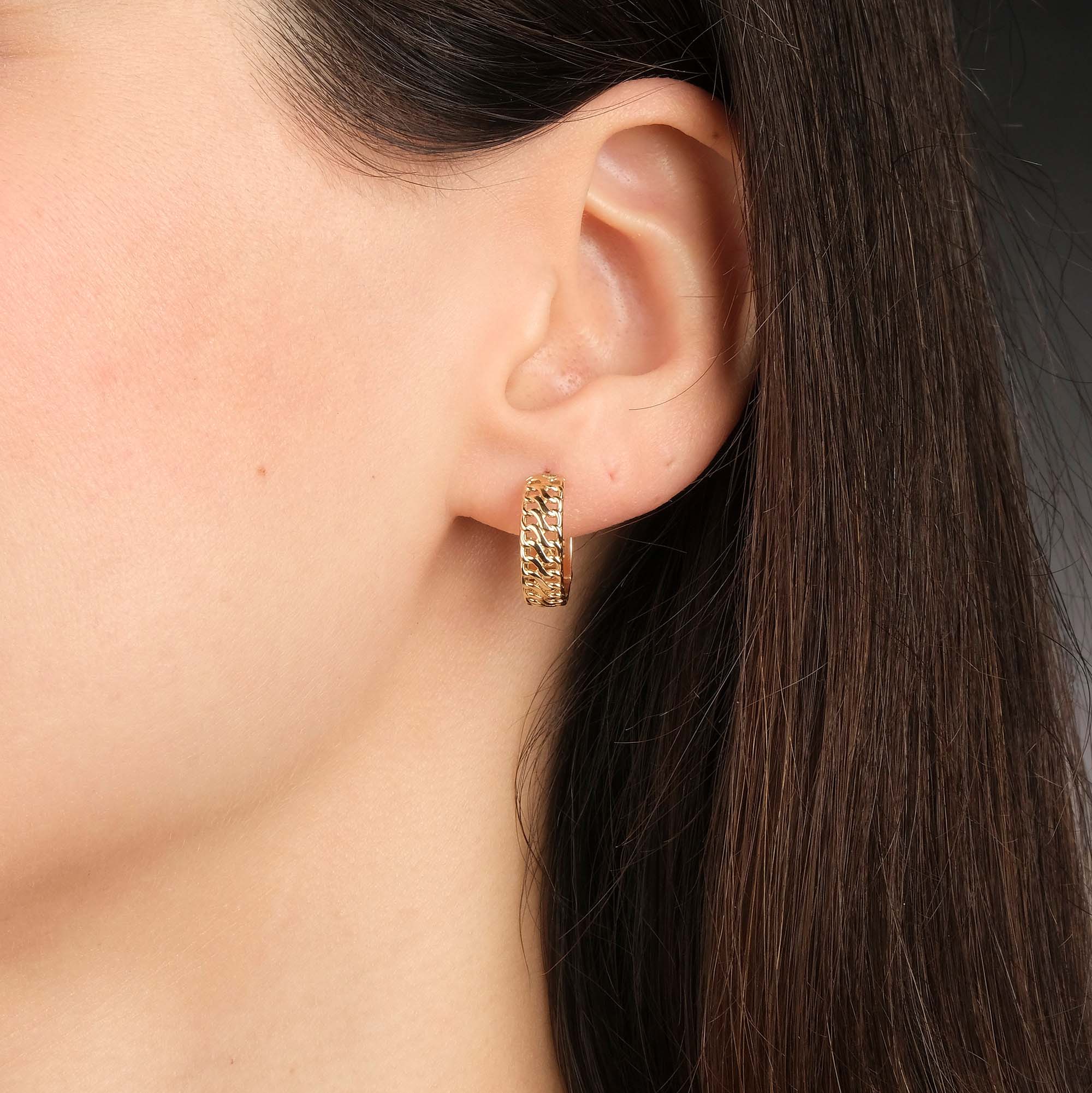 Vienna Chain Hoops in 14K Gold