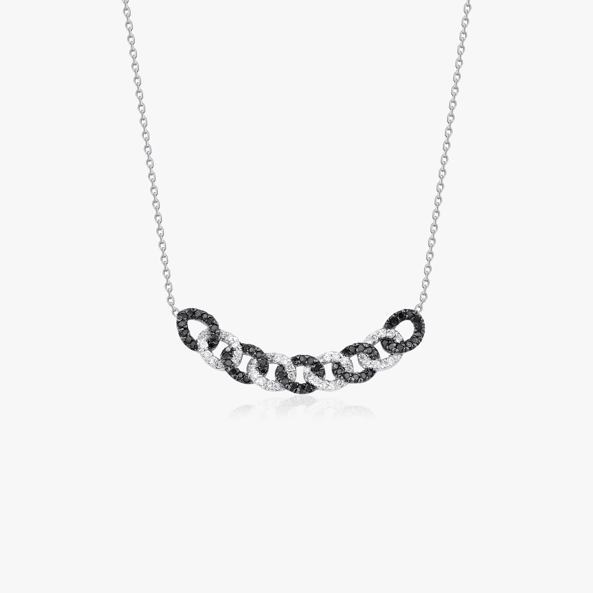 Black and White Diamond Chain Necklace in 14K Gold