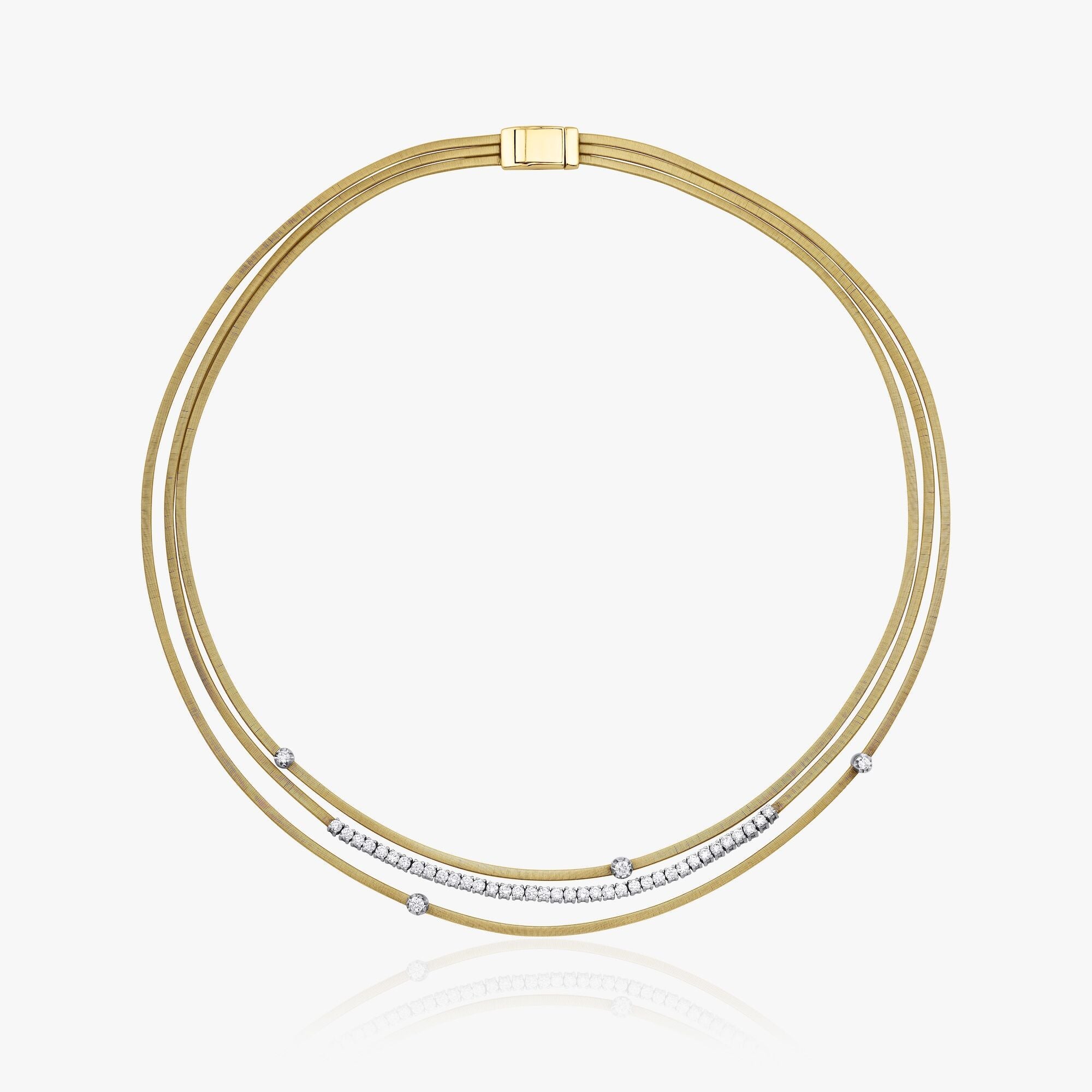 Three Layer Matte Diamond Station Necklace