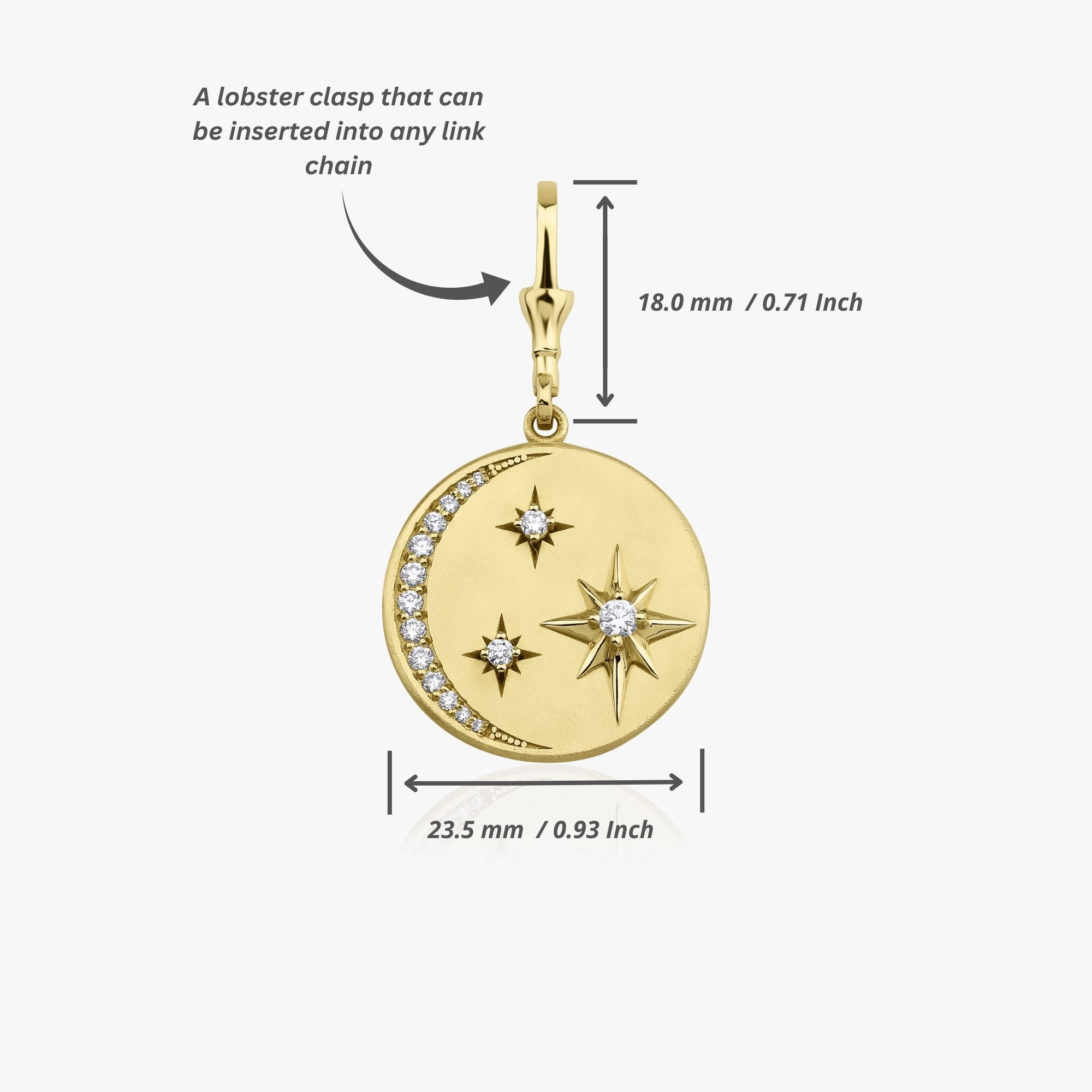 Crescent Moon and North Star Medallion Pendant