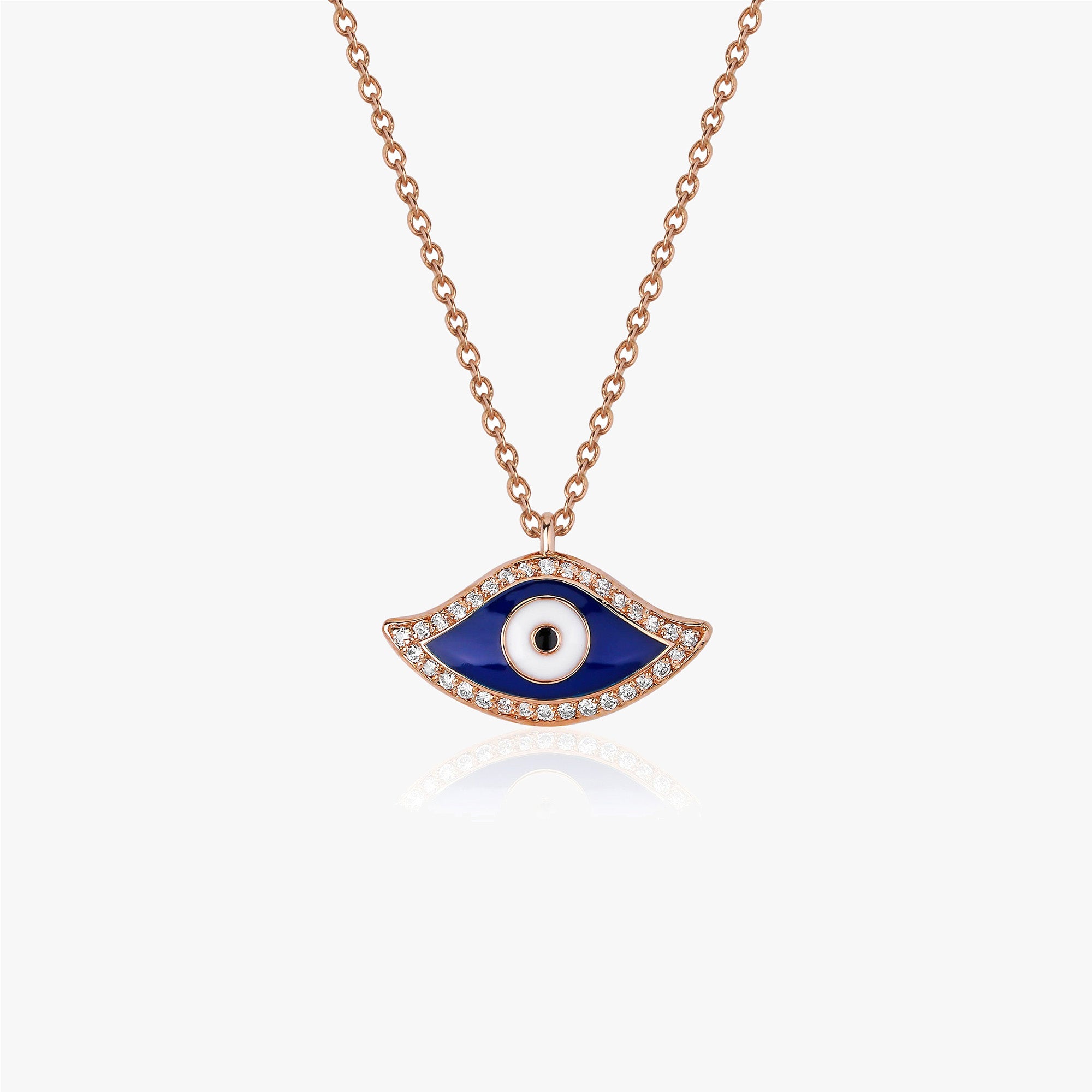 Traditional Diamond Evil Eye Necklace Available in 14K and 18K Gold
