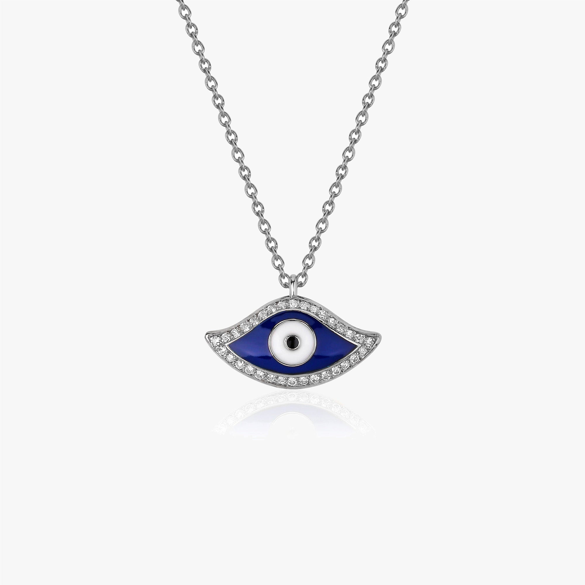Traditional Diamond Evil Eye Necklace Available in 14K and 18K Gold